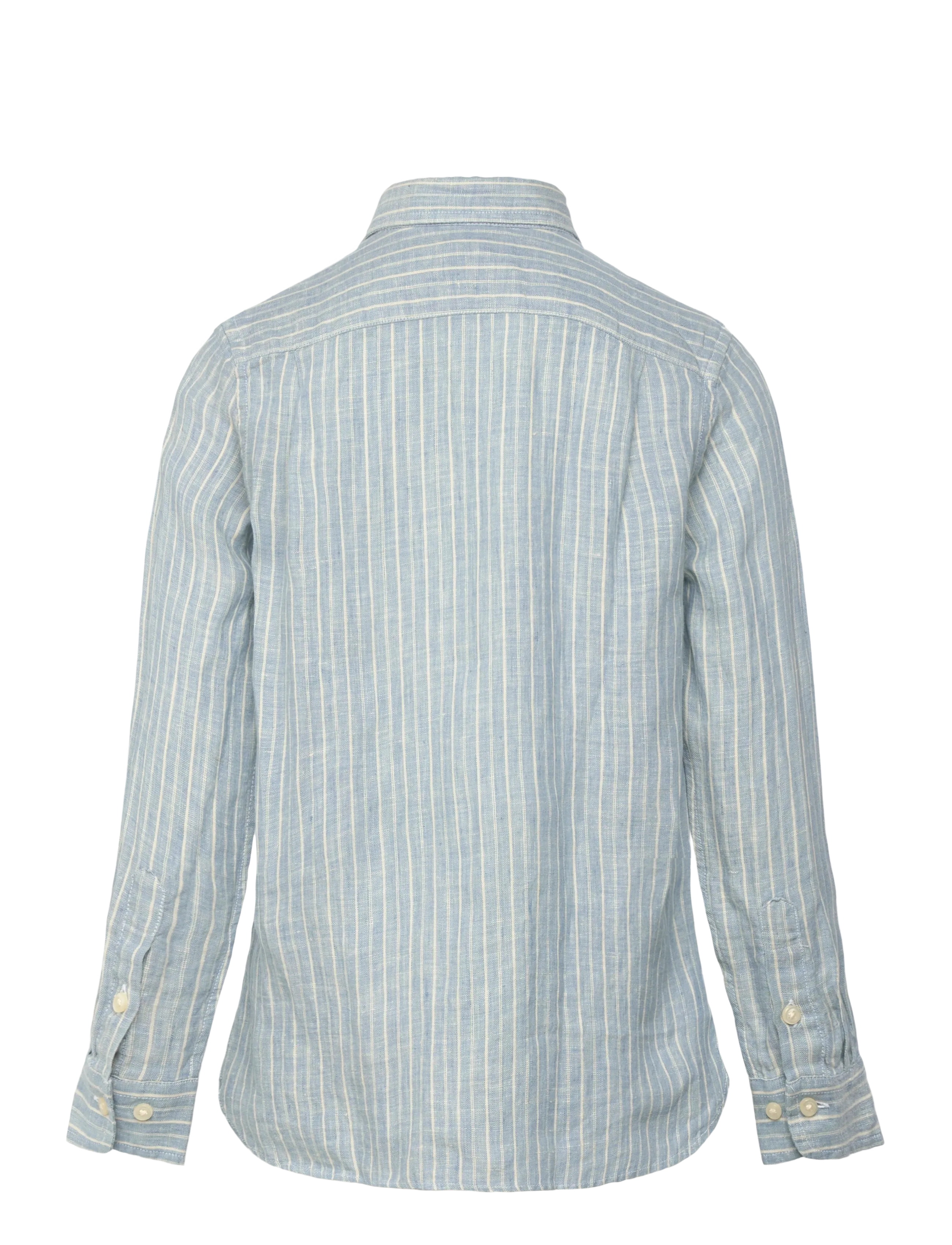 Ralph Lauren Kids - 17/1 YD LINEN-WVN-SHIRT - långärmade skjortor - #b222a blue cream - 1