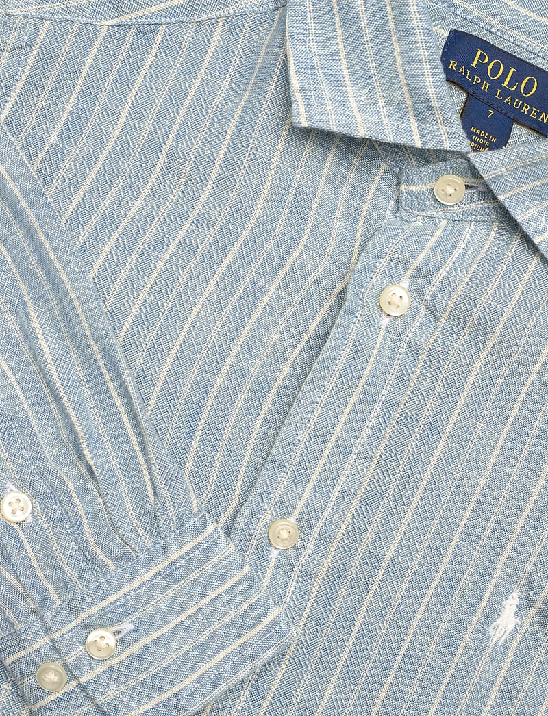 Ralph Lauren Kids - Striped Linen Shirt - långärmade skjortor - #b222a blue cream - 2