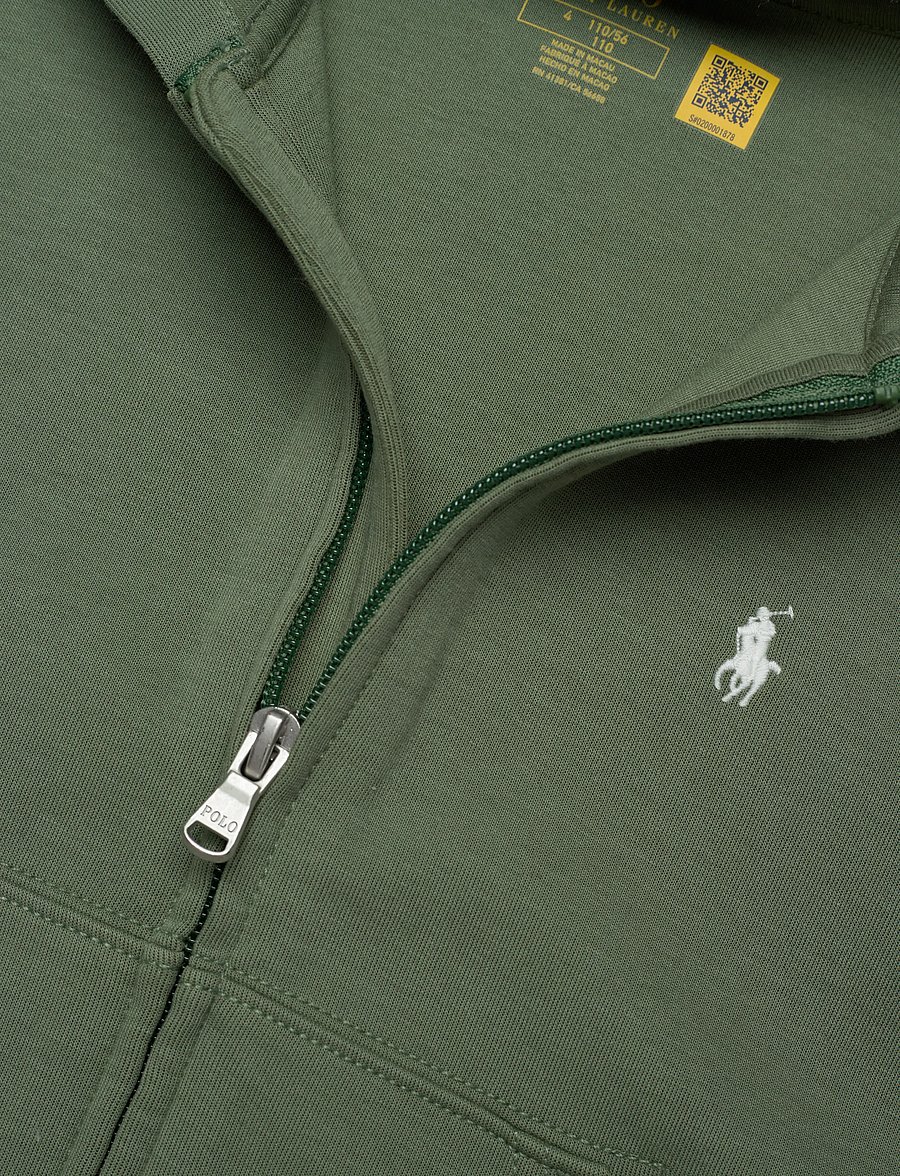 Ralph Lauren Kids - Double-Knit Full-Zip Hoodie - huvtröjor - cargo green - 2