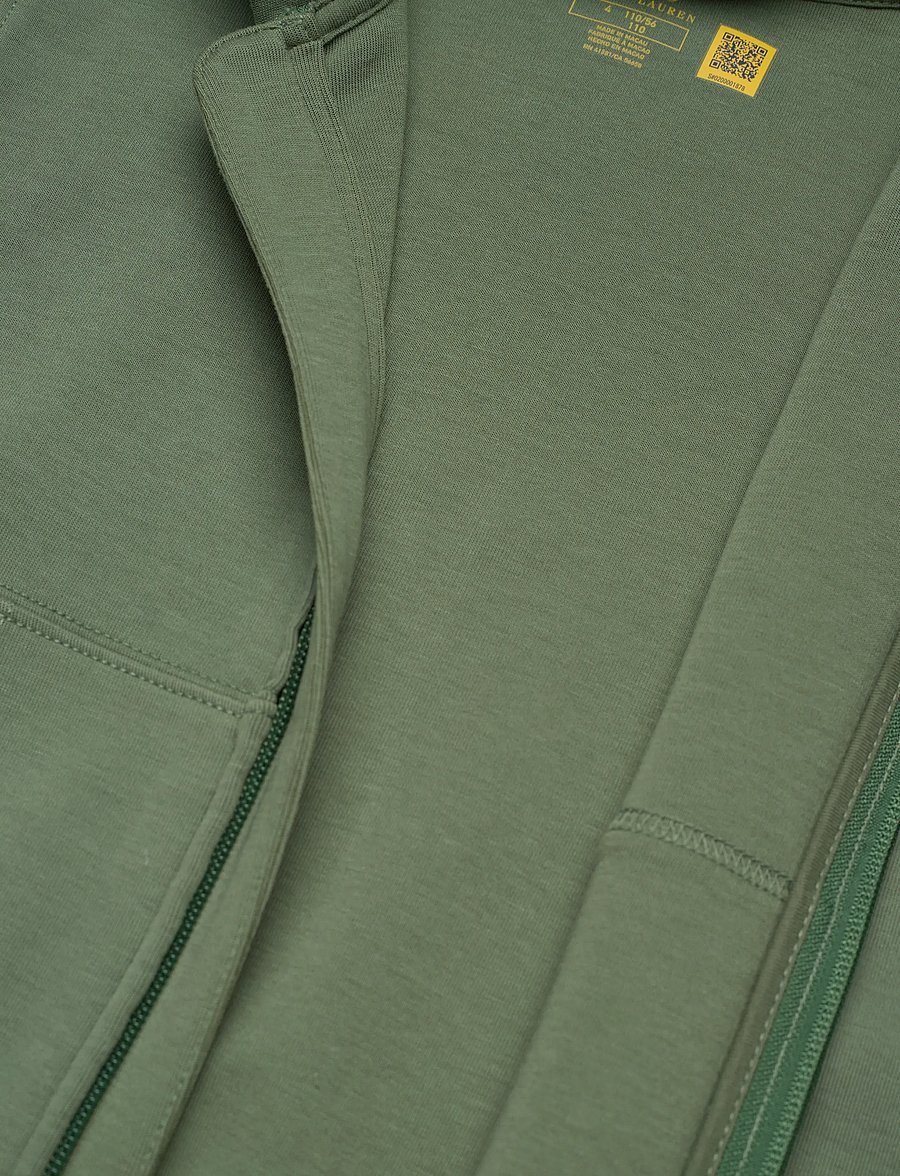 Ralph Lauren Kids - Double-Knit Full-Zip Hoodie - huvtröjor - cargo green - 4