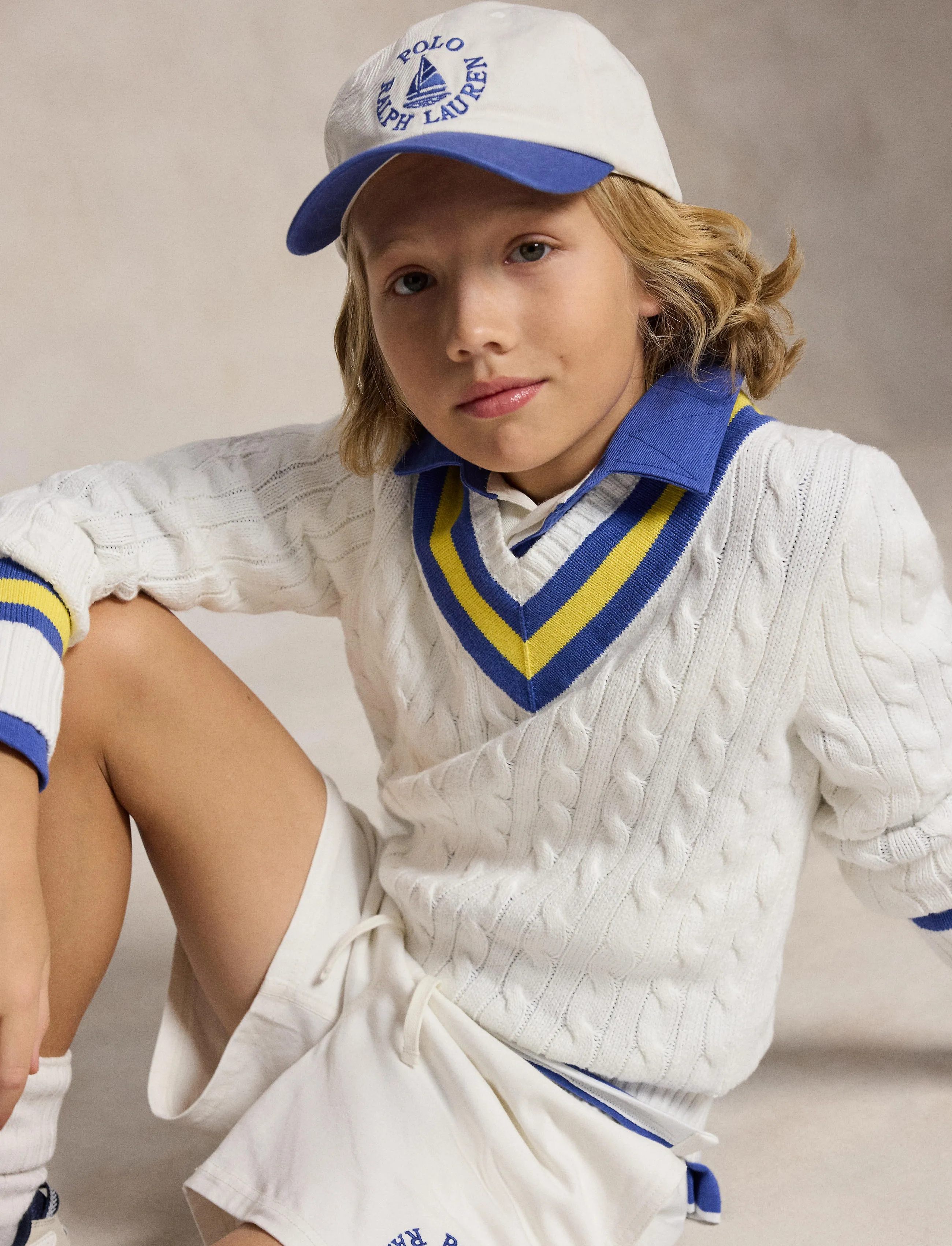 Ralph Lauren Kids - Logo Cotton Chino Ball Cap - deckwash white/li - 2
