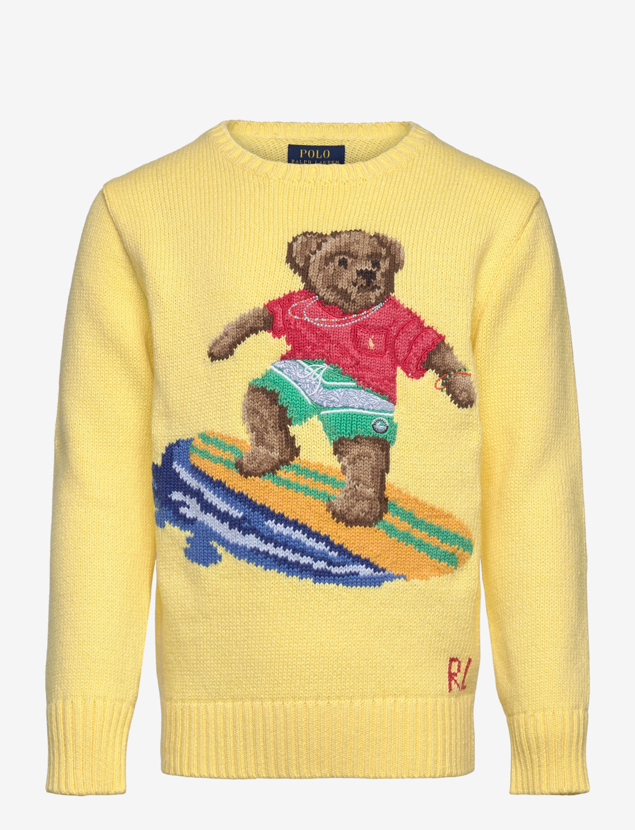 Ralph Lauren Kids - Polo Bear Cotton Sweater - stickade tröjor - resort gold - 0