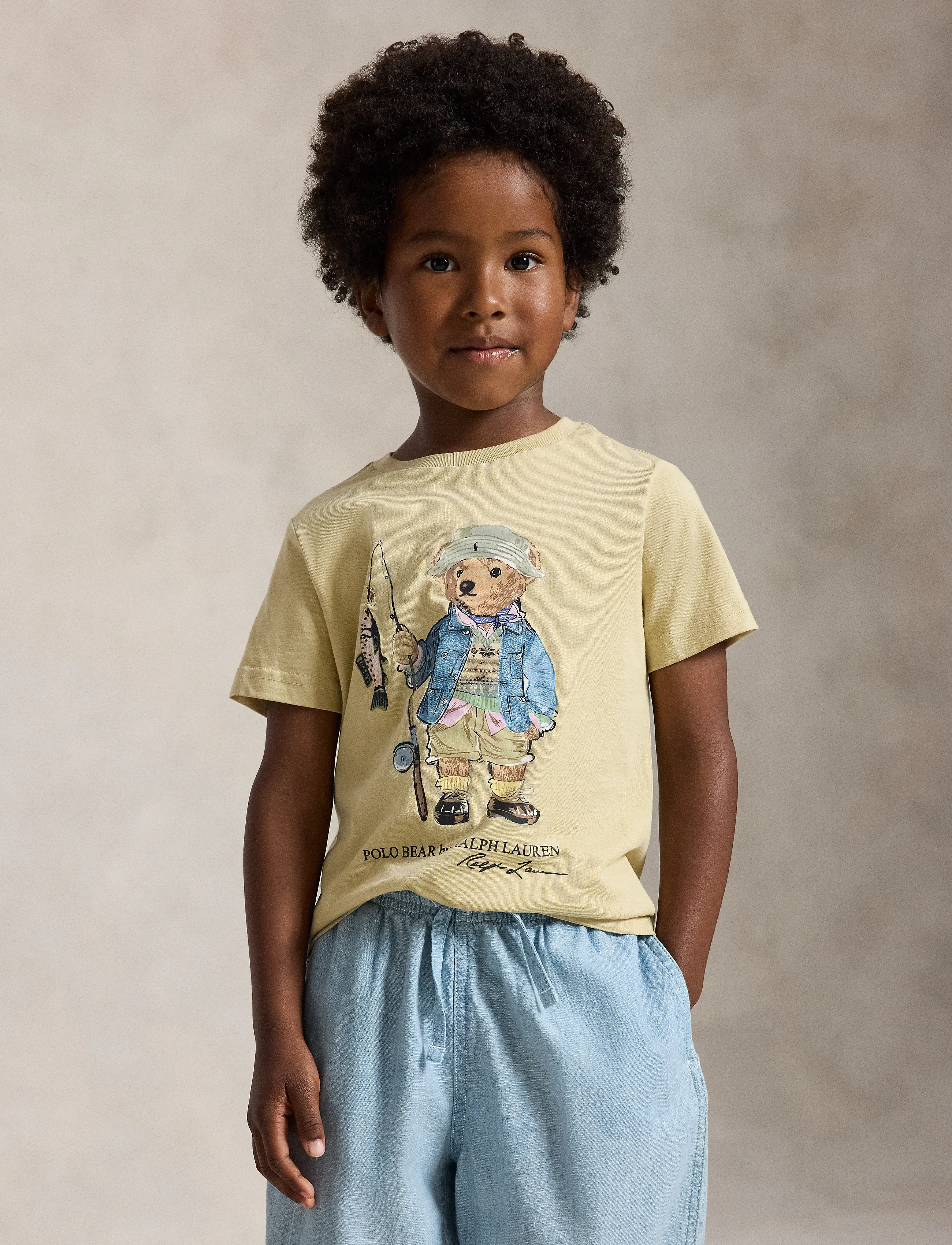 Ralph Lauren Kids Polo Bear Cotton Jersey Tee, 94-100, T-shirts, Beige - Short-sleeved, Kinder