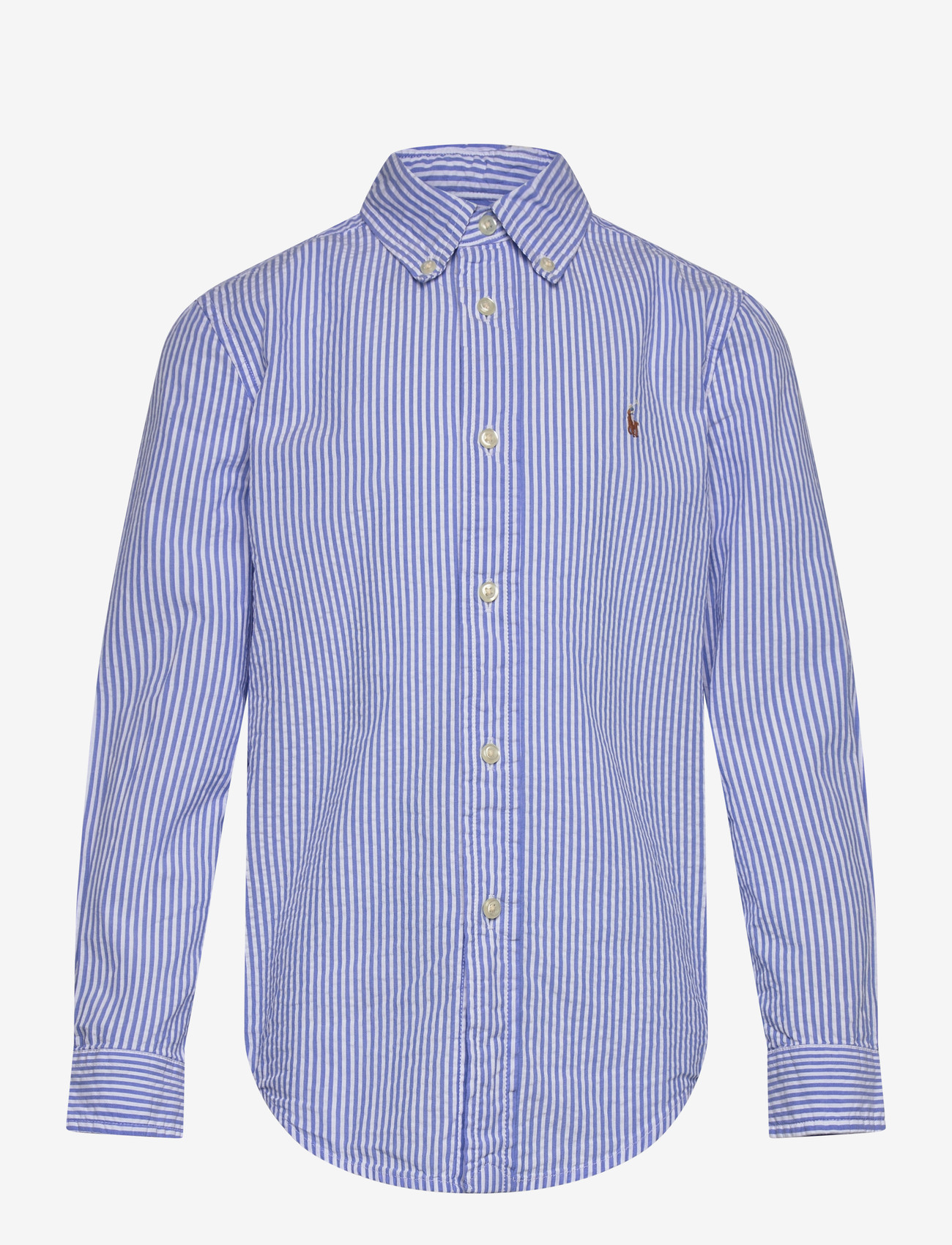 Ralph Lauren Kids - Striped Cotton Seersucker Shirt - langærmede skjorter - 7310a blue/white - 0