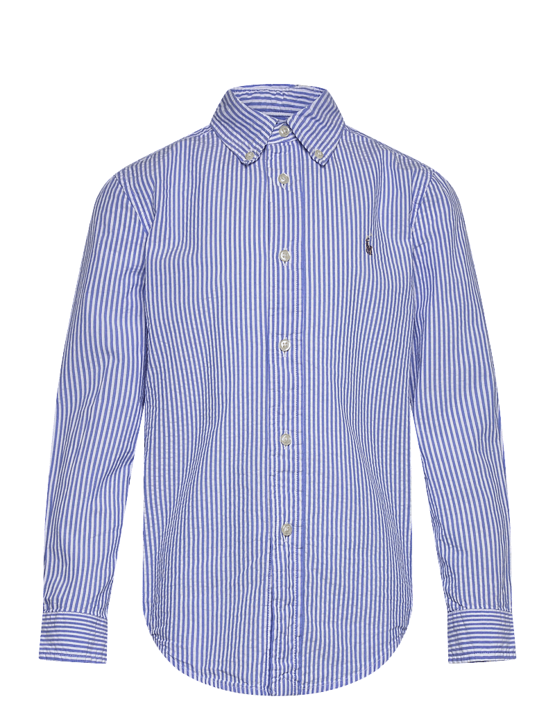Ralph Lauren Kids - Striped Cotton Seersucker Shirt - langærmede skjorter - 7310a blue/white - 0