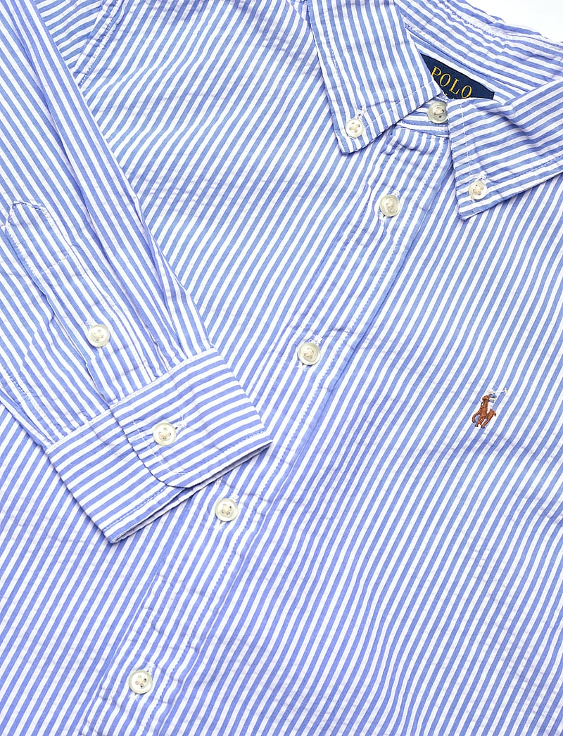 Ralph Lauren Kids - Striped Cotton Seersucker Shirt - langærmede skjorter - 7310a blue/white - 2