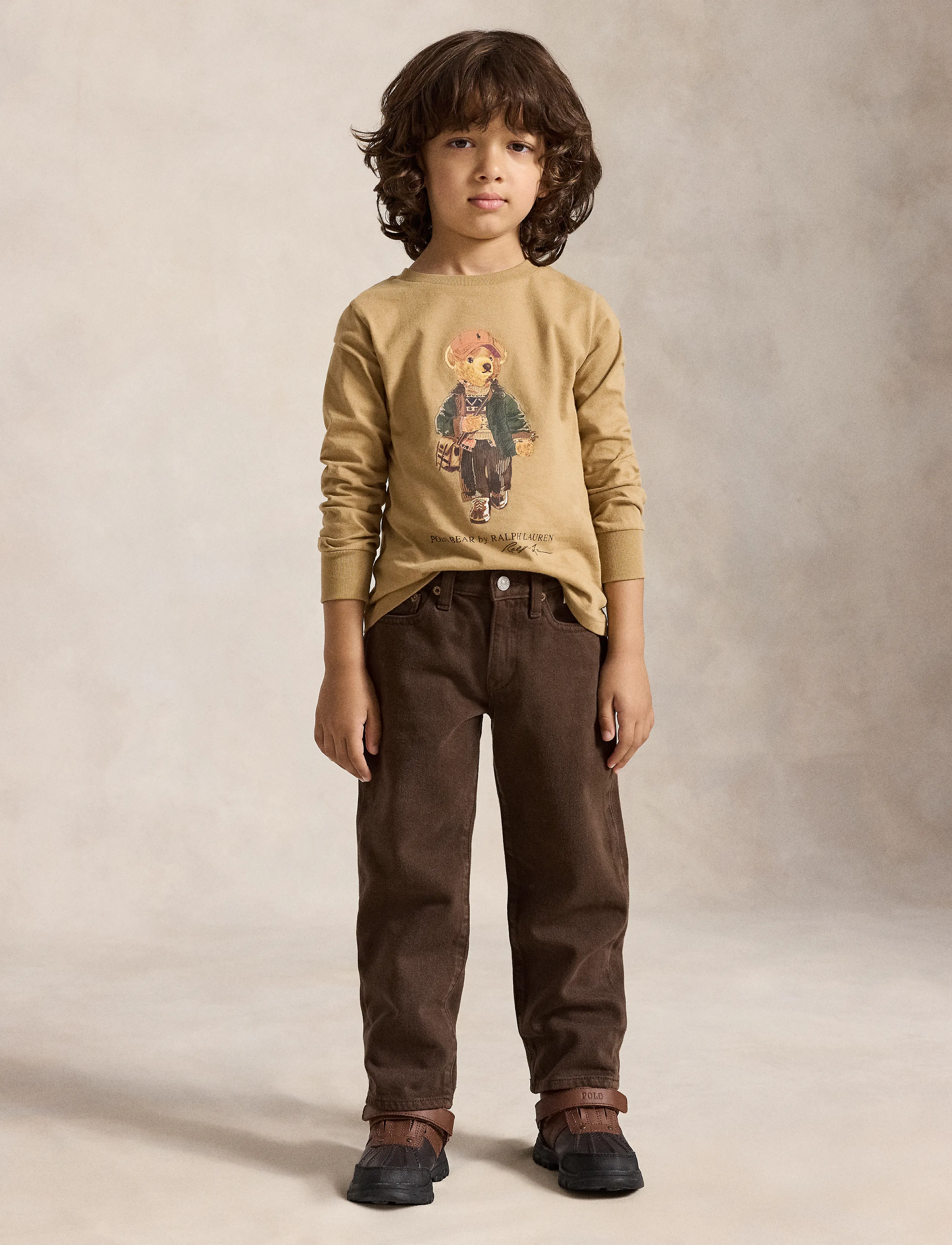 Ralph Lauren Kids - Polo Bear Cotton Long-Sleeve Tee - long-sleeved t-shirts - camel - 3