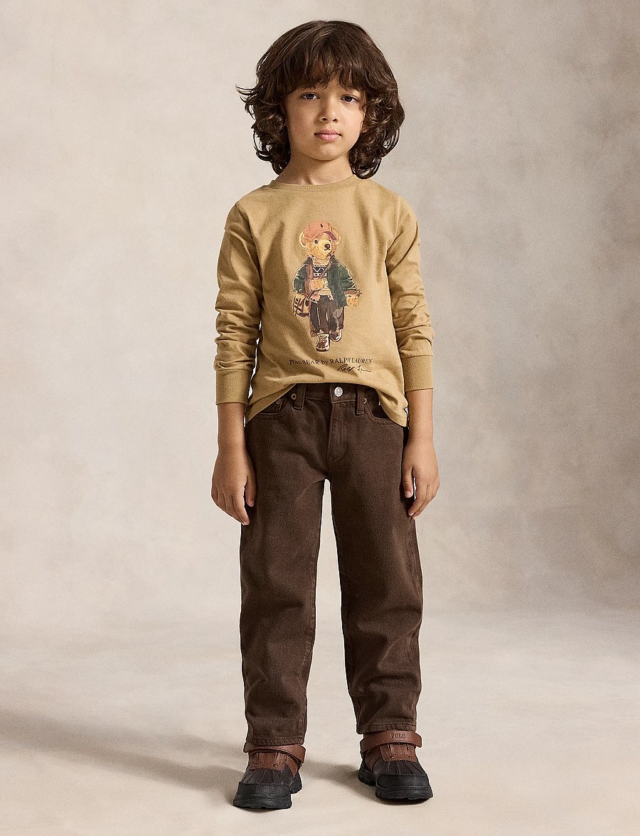 Ralph Lauren Kids - Polo Bear Cotton Long-Sleeve Tee - långärmade t-shirts - camel - 3