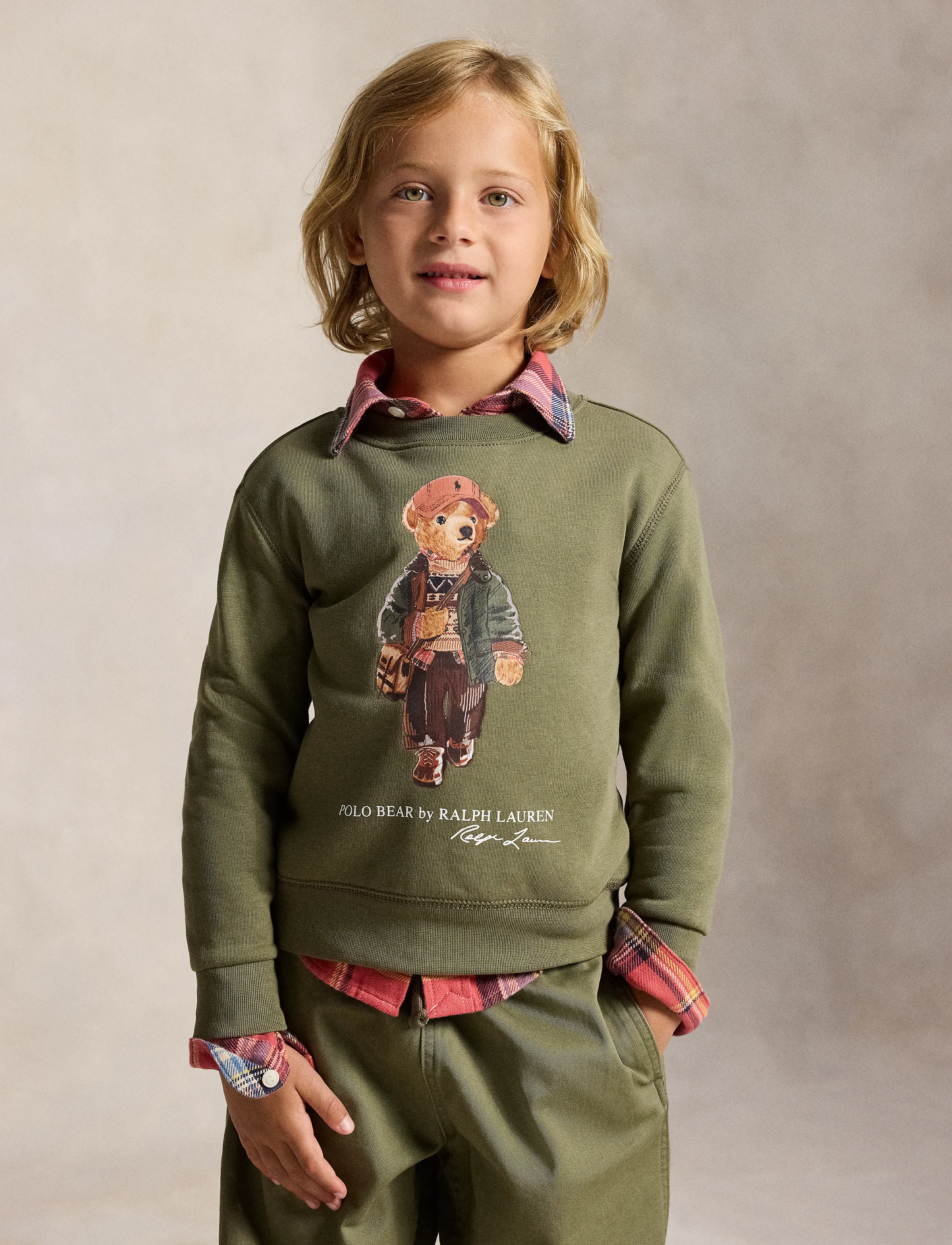 Ralph Lauren Kids Polo Bear Fleece Sweatshirt, Børn, Polo Bear Fleece Sweatshirt, Kakigrøn, Str: 6