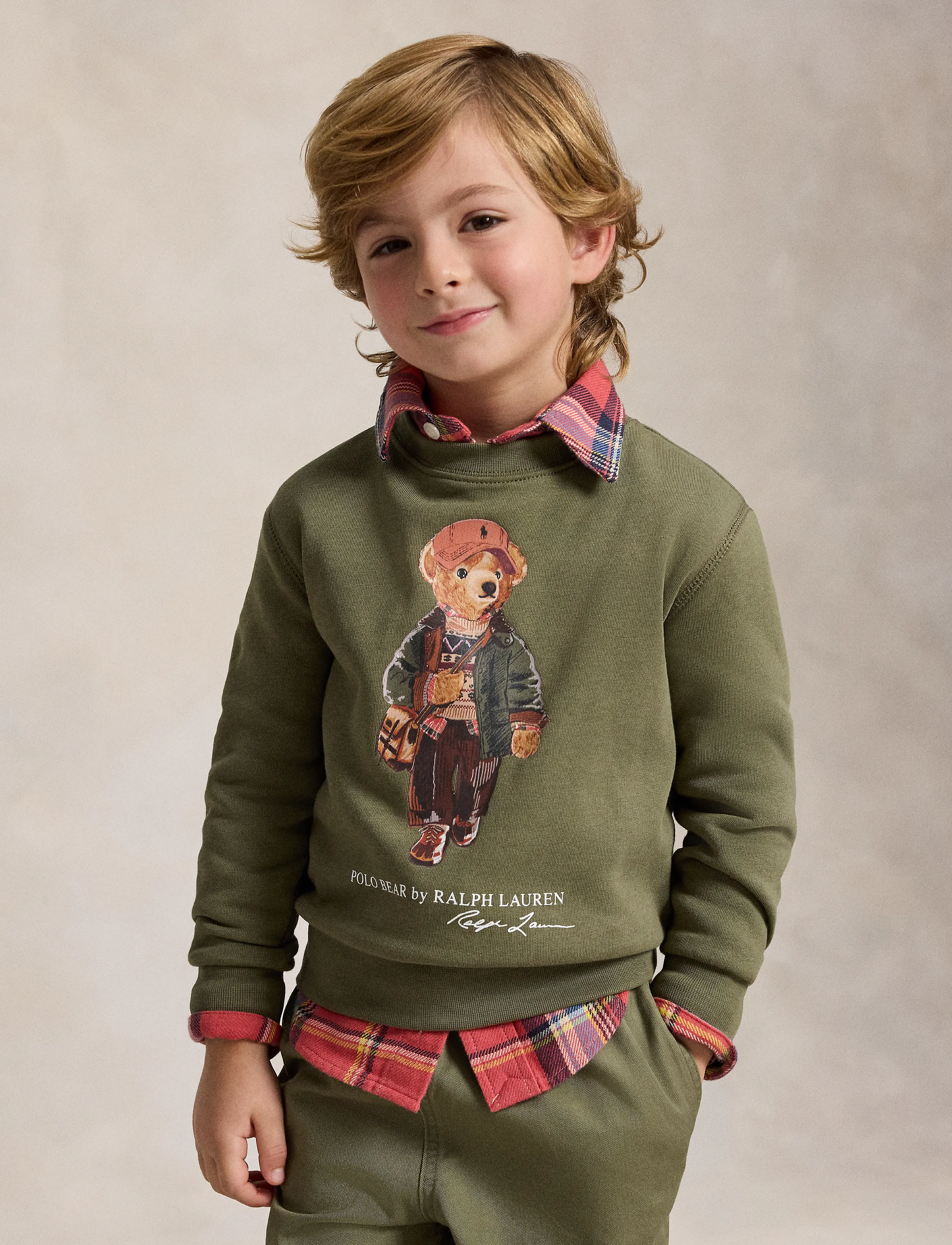 Ralph Lauren Kids Polo Bear Fleece Sweatshirt - Dressipluusid - CRUISE OLIVE / khaki/green