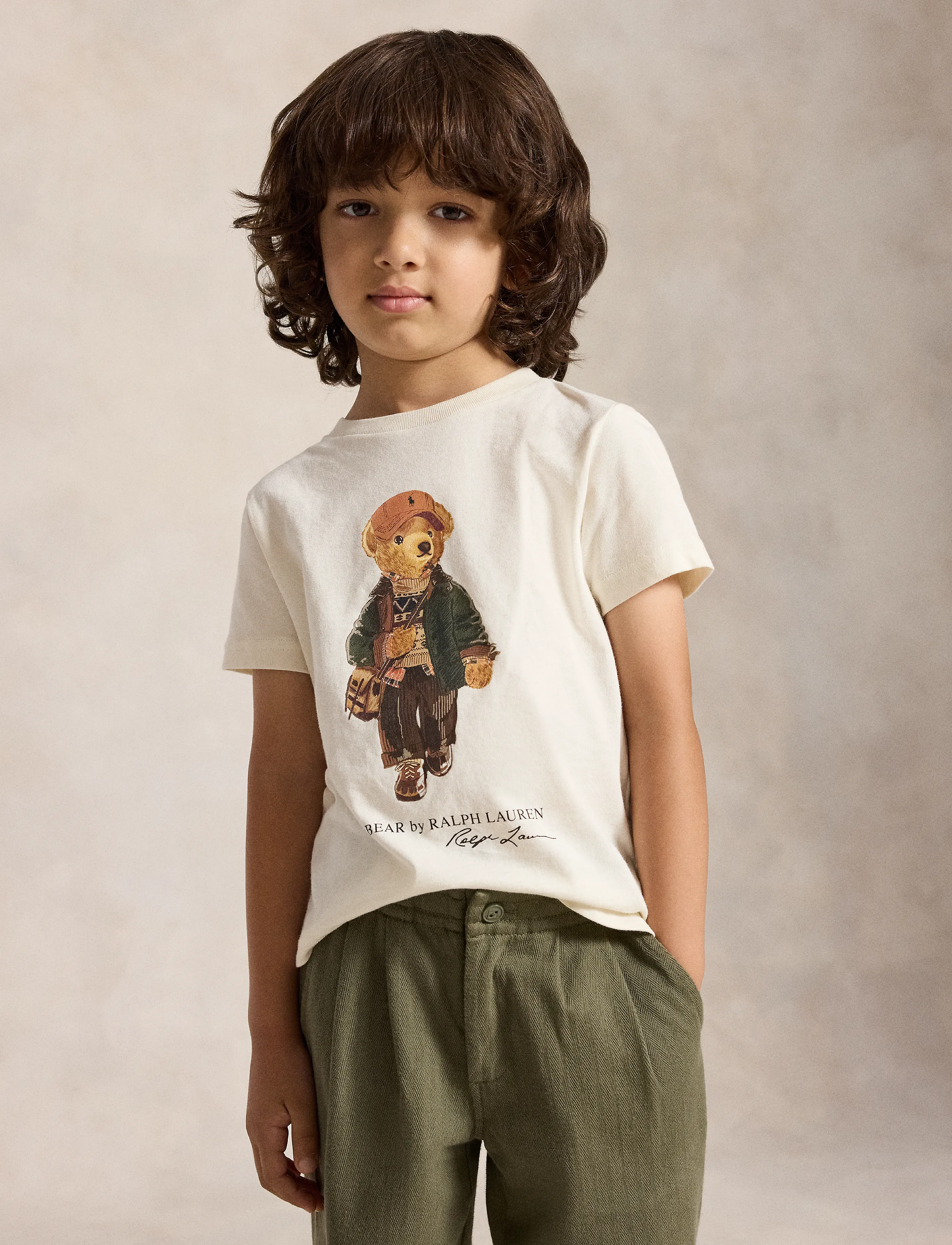 Ralph Lauren Kids Polo Bear Cotton Jersey Tee, 3, Cream, T-Shirts > Kortærmede, Børn