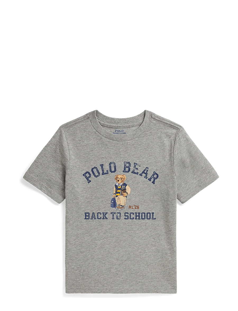 Ralph Lauren Kids - Polo Bear Cotton Jersey Tee - kortärmade t-shirts - andover heather - 0