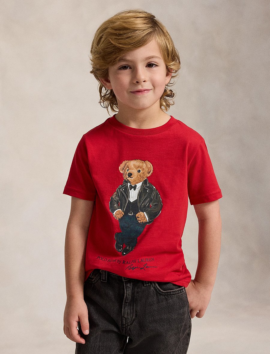 Ralph Lauren Kids - Polo Bear Cotton Jersey Tee - kortærmede t-shirts - rl2000 red - 0