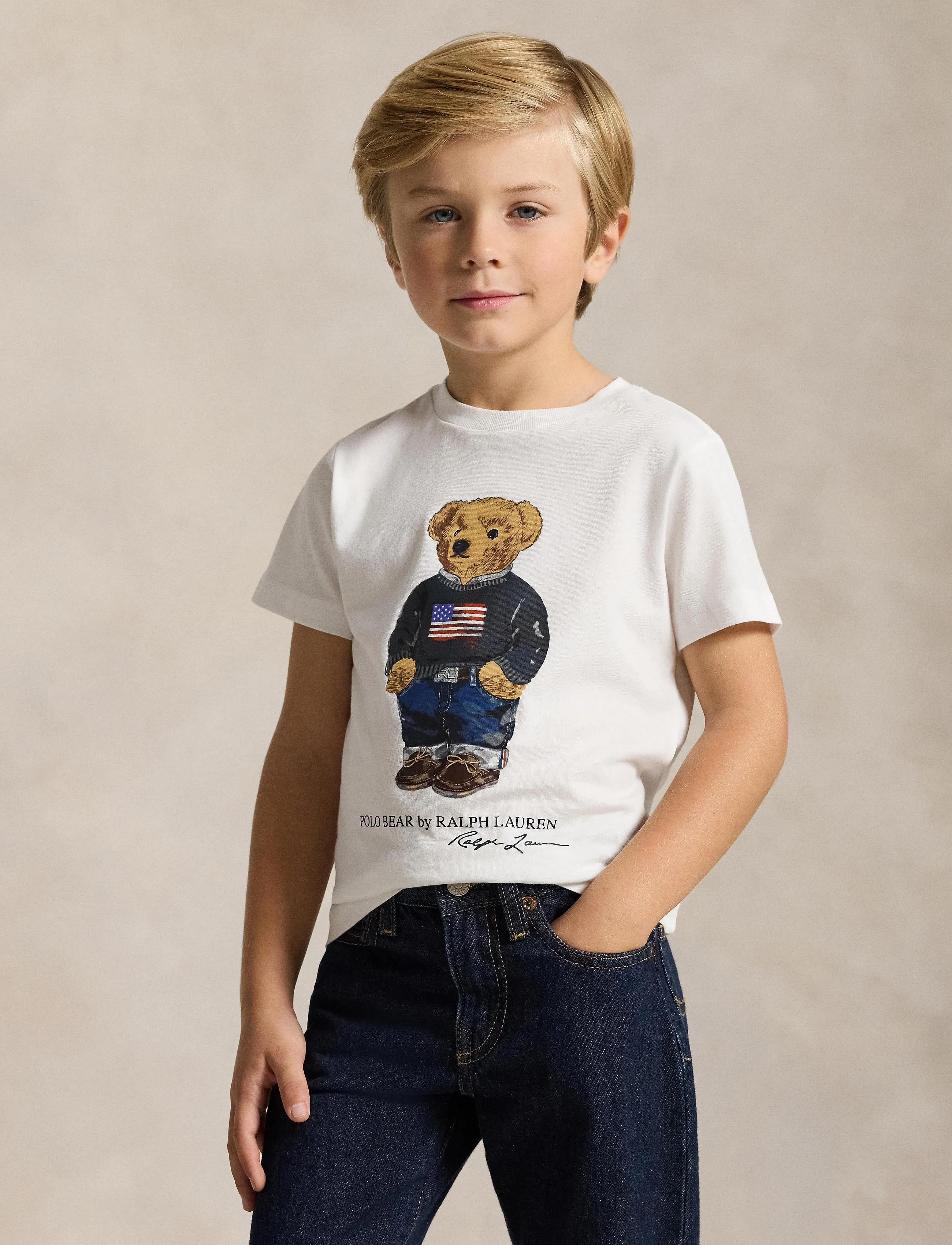 Ralph Lauren Kids - 26/1 JERSEY-KNT-T-SHIRT - kurzärmelige - white core bear - 5