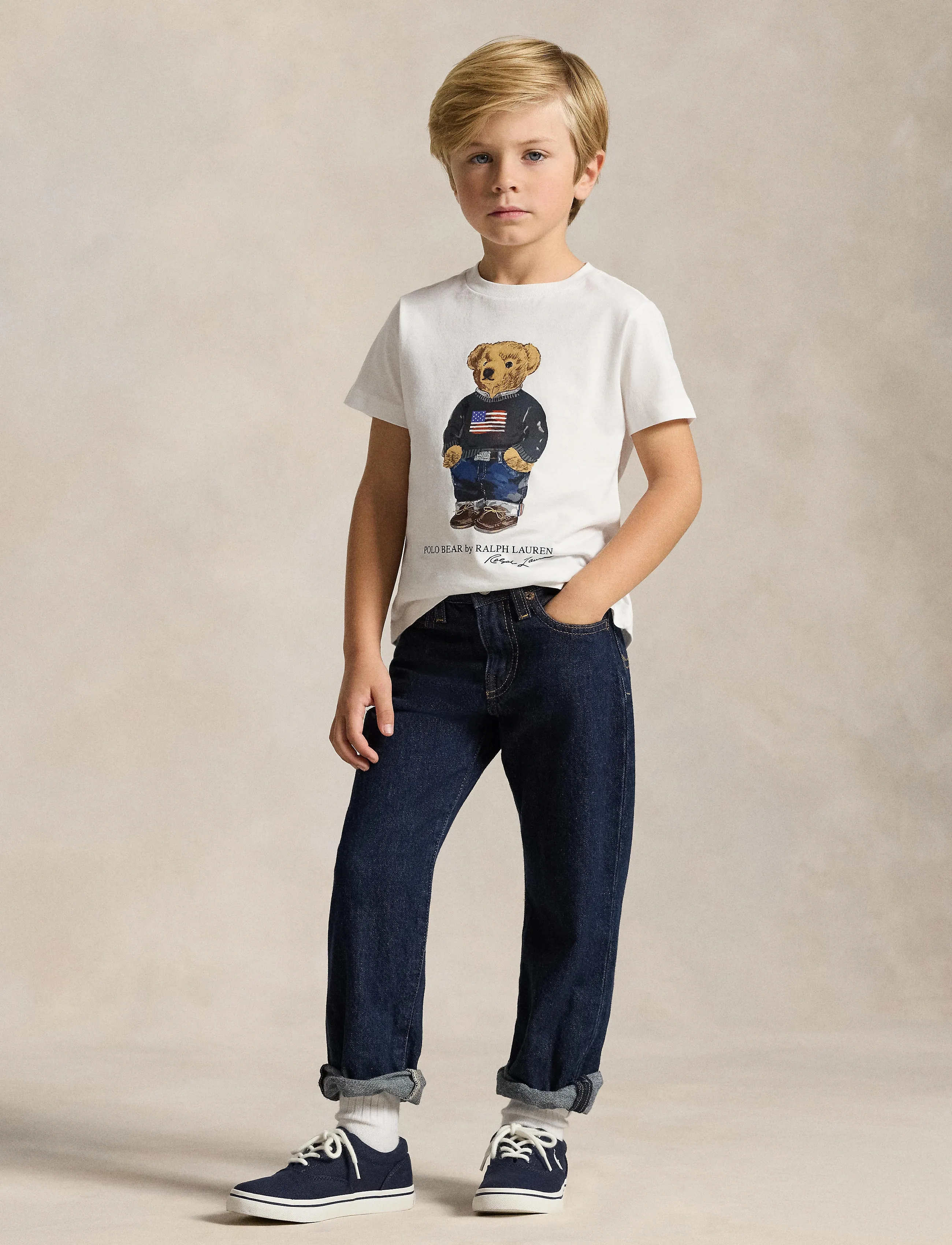 Ralph Lauren Kids - 26/1 JERSEY-KNT-T-SHIRT - kurzärmelige - white core bear - 0