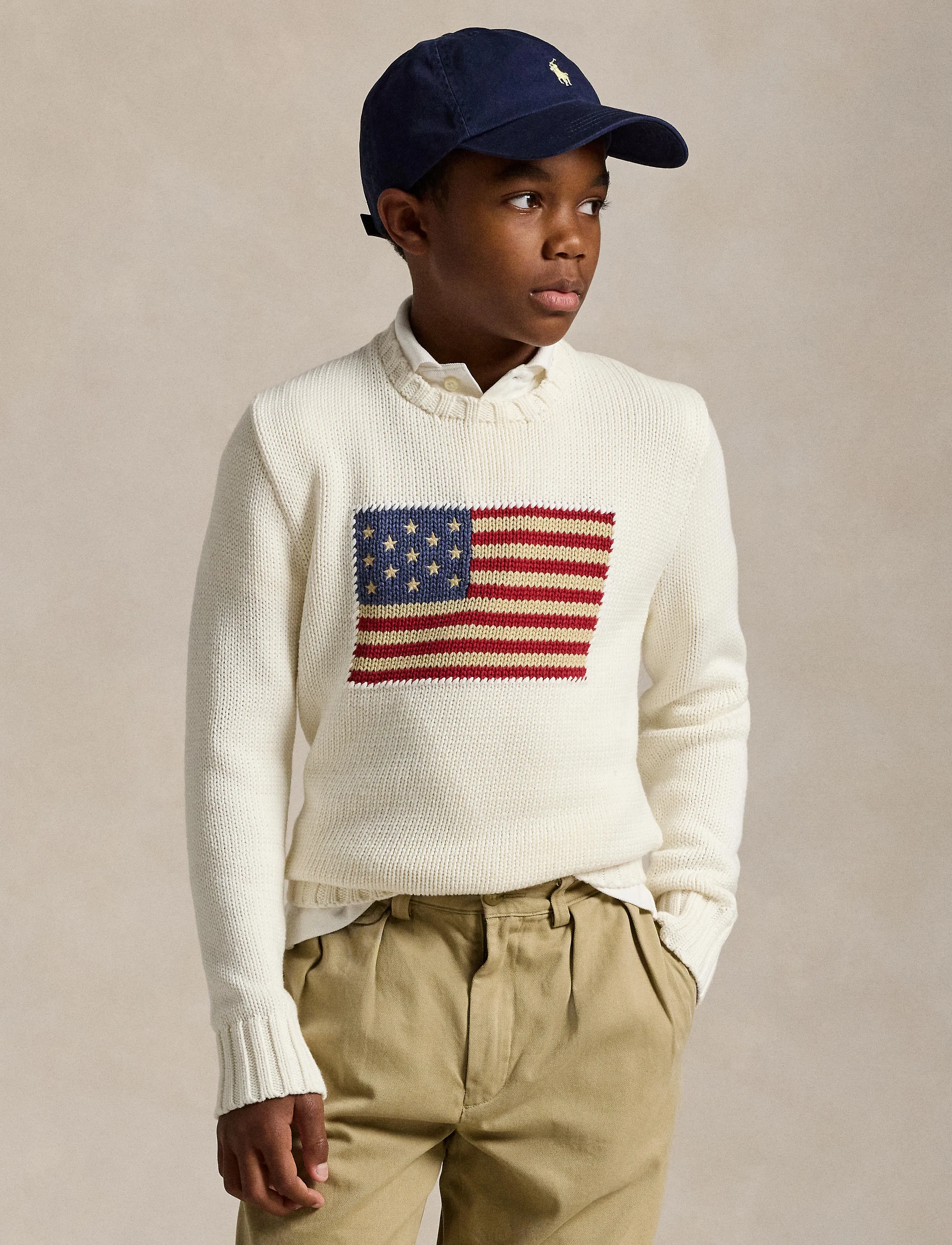Ralph Lauren Kids - COMBED COTTON-FLAG CN SWTR-TP-SWT - pullover - nevis - 4