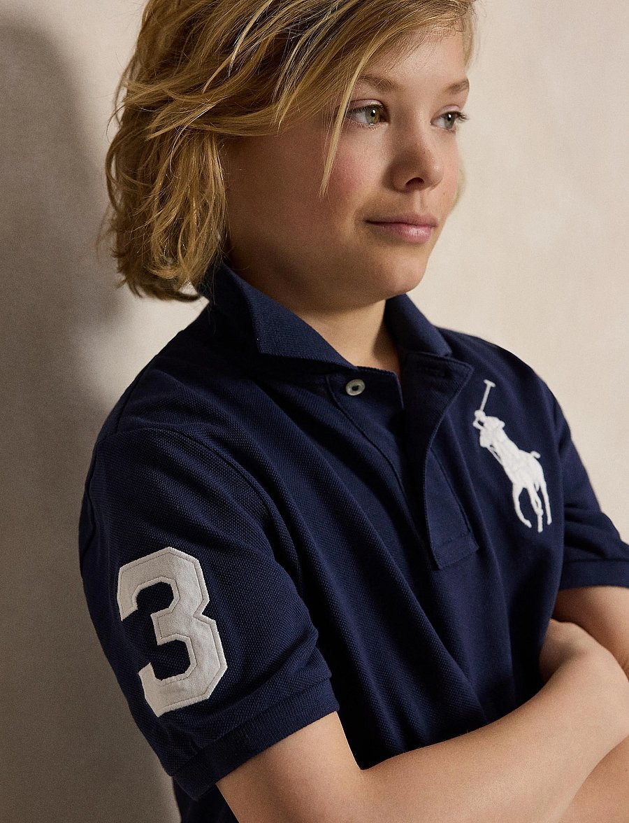 Ralph Lauren Kids - Big Pony Cotton Mesh Polo Shirt - long-sleeved shirts - refined navy - 5