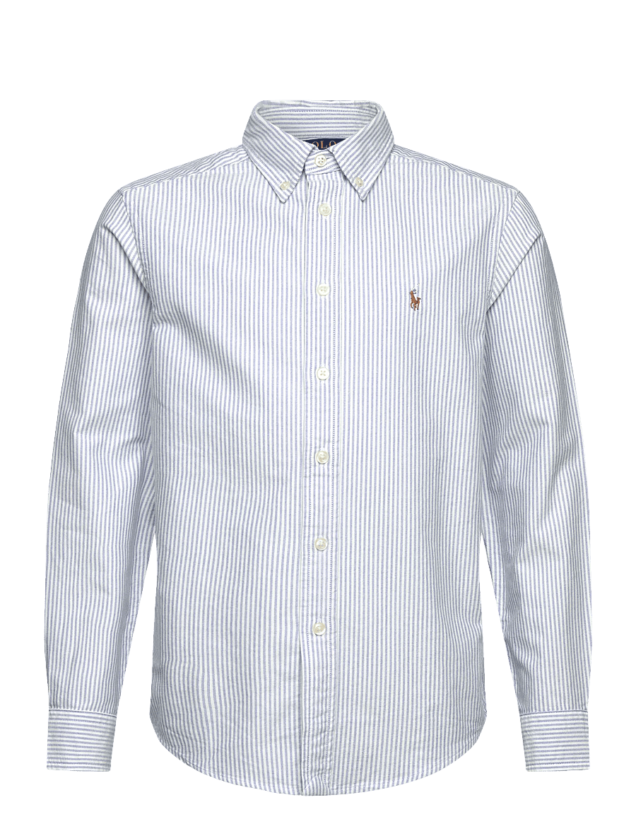 Ralph Lauren Kids - Striped Cotton Oxford Shirt - langärmlige hemden - lt blue stripe - 0