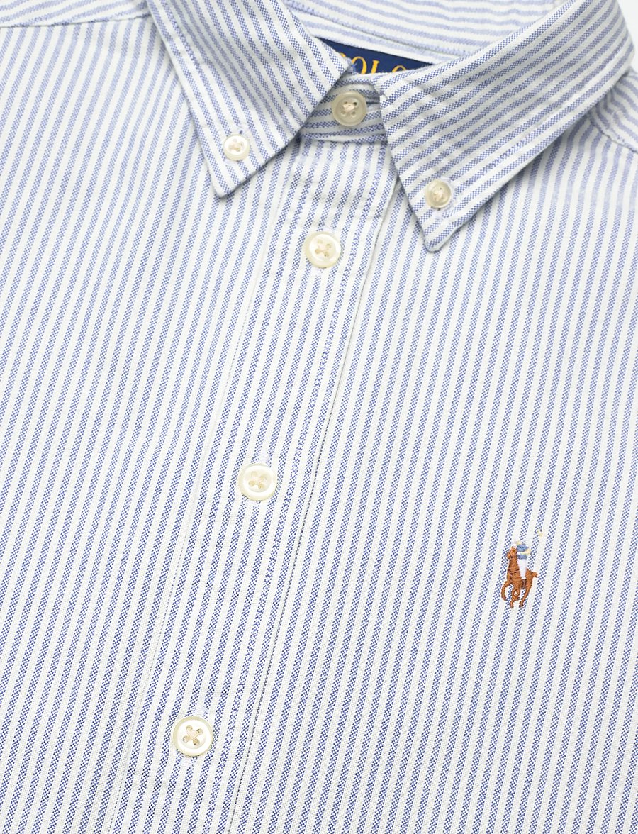 Ralph Lauren Kids - Striped Cotton Oxford Shirt - langärmlige hemden - lt blue stripe - 2