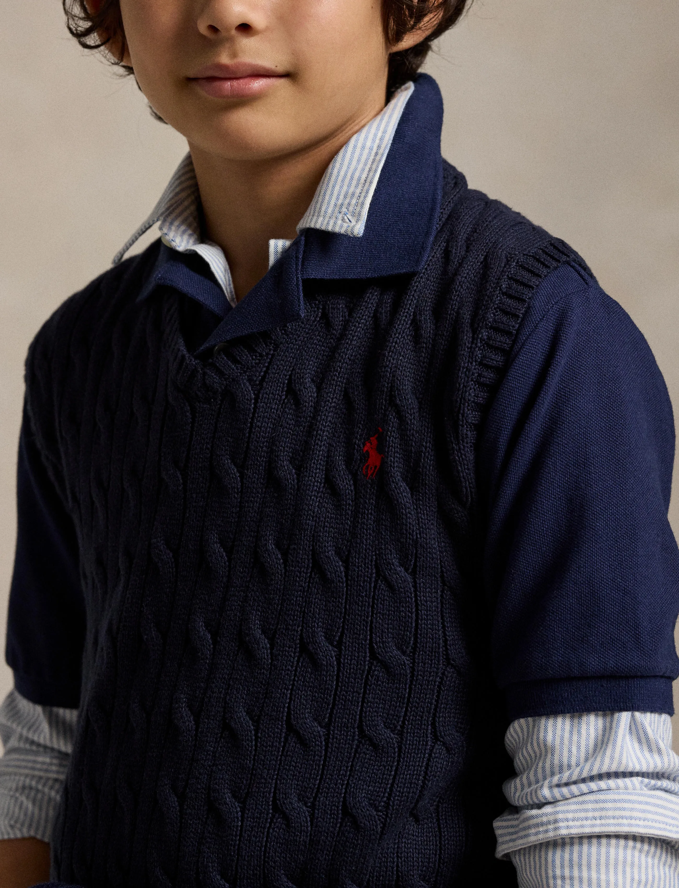 Ralph Lauren Kids - Cable-Knit Cotton Sweater Vest - rl navy/c3807 - 2