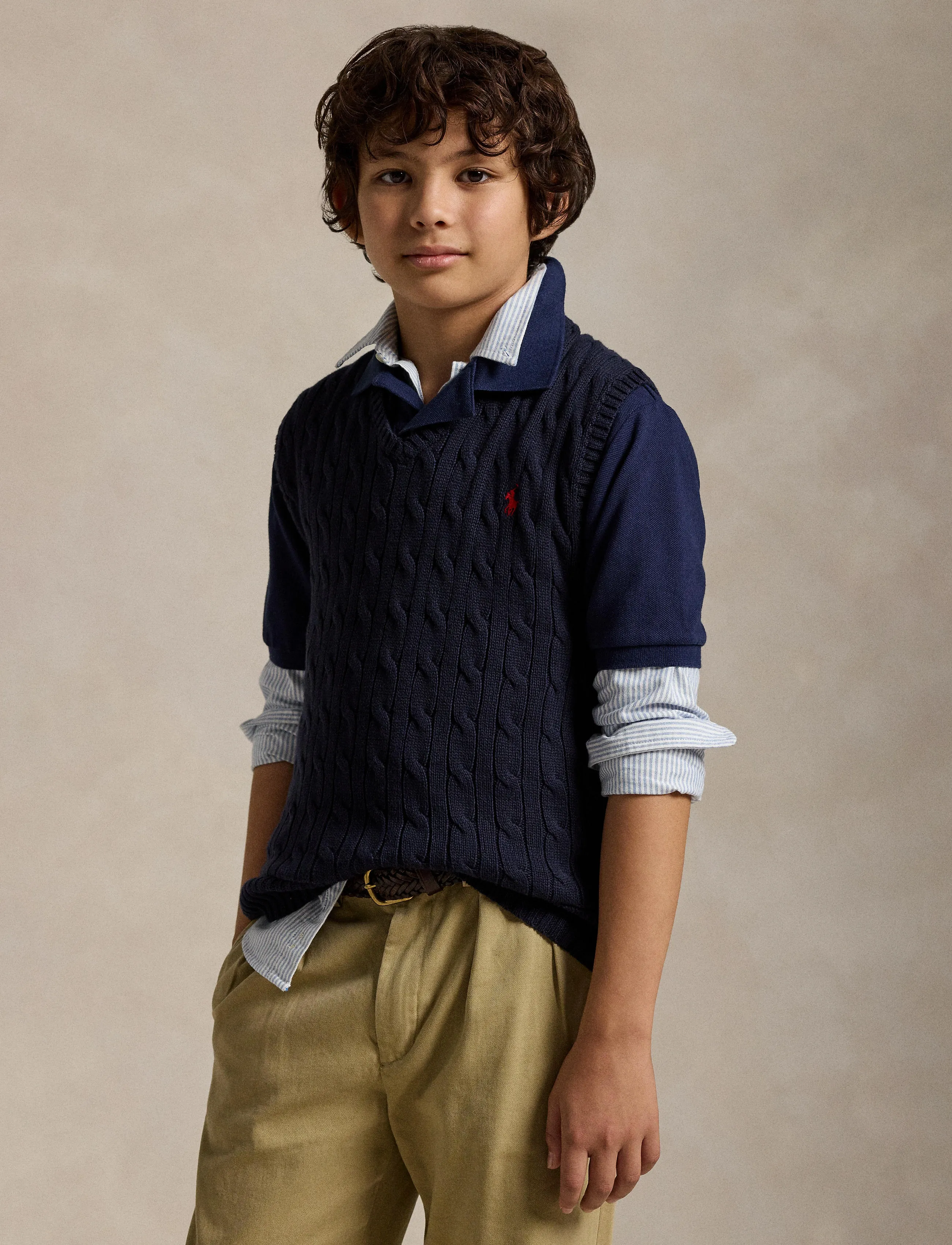 Ralph Lauren Kids - Cable-Knit Cotton Sweater Vest - rl navy/c3807 - 3