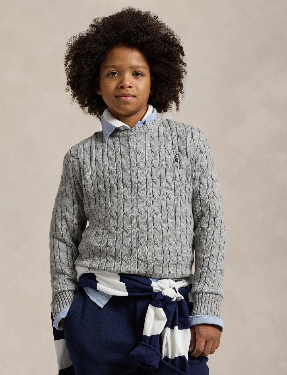 Ralph Lauren Kids - COMBED COTTON-LS CABLE CN-TP-SWT - pullover - andover heather/c - 3