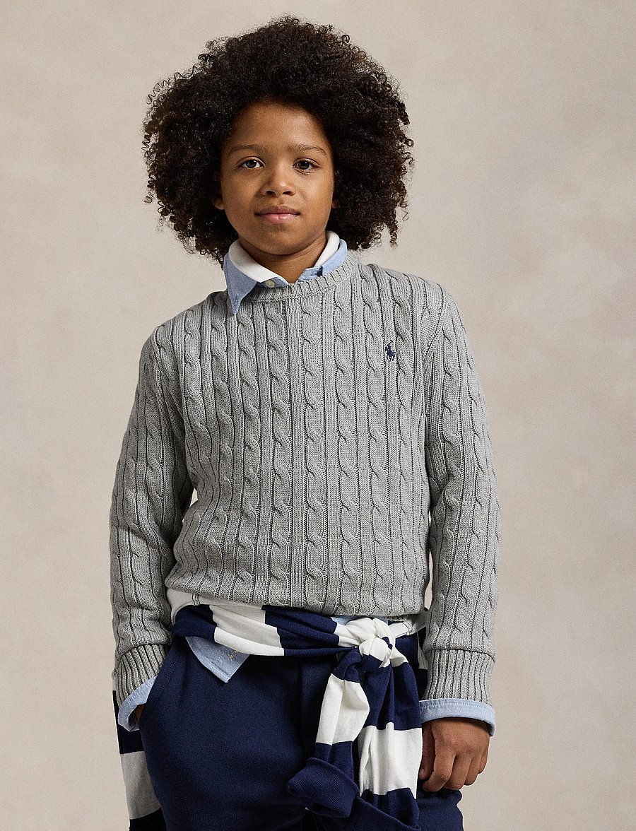 Ralph Lauren Kids - Cable-Knit Cotton Sweater - pullover - andover heather/c - 3