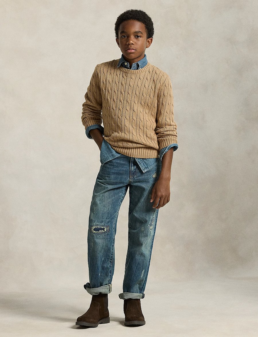 Ralph Lauren Kids - Cable-Knit Cotton Sweater - pullover - camel hthr/c8520 - 2