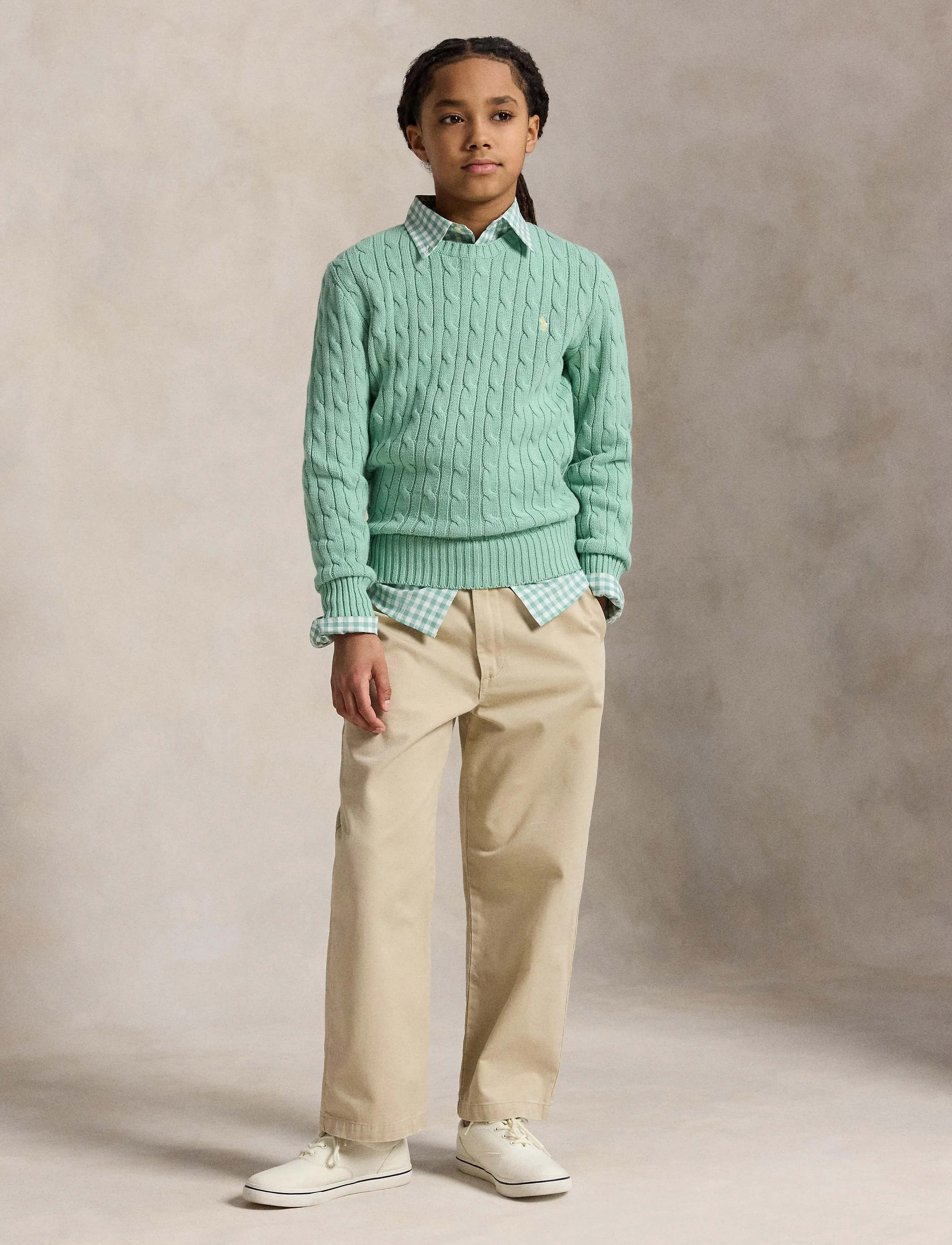 Ralph Lauren Kids Cable-Knit Cotton Sweater - Pullover - CELADON/C1168 / green