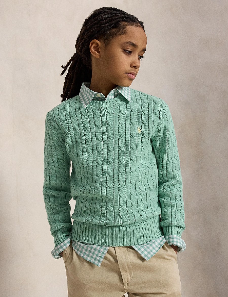 Ralph Lauren Kids - Cable-Knit Cotton Sweater - pullover - celadon/c1168 - 3