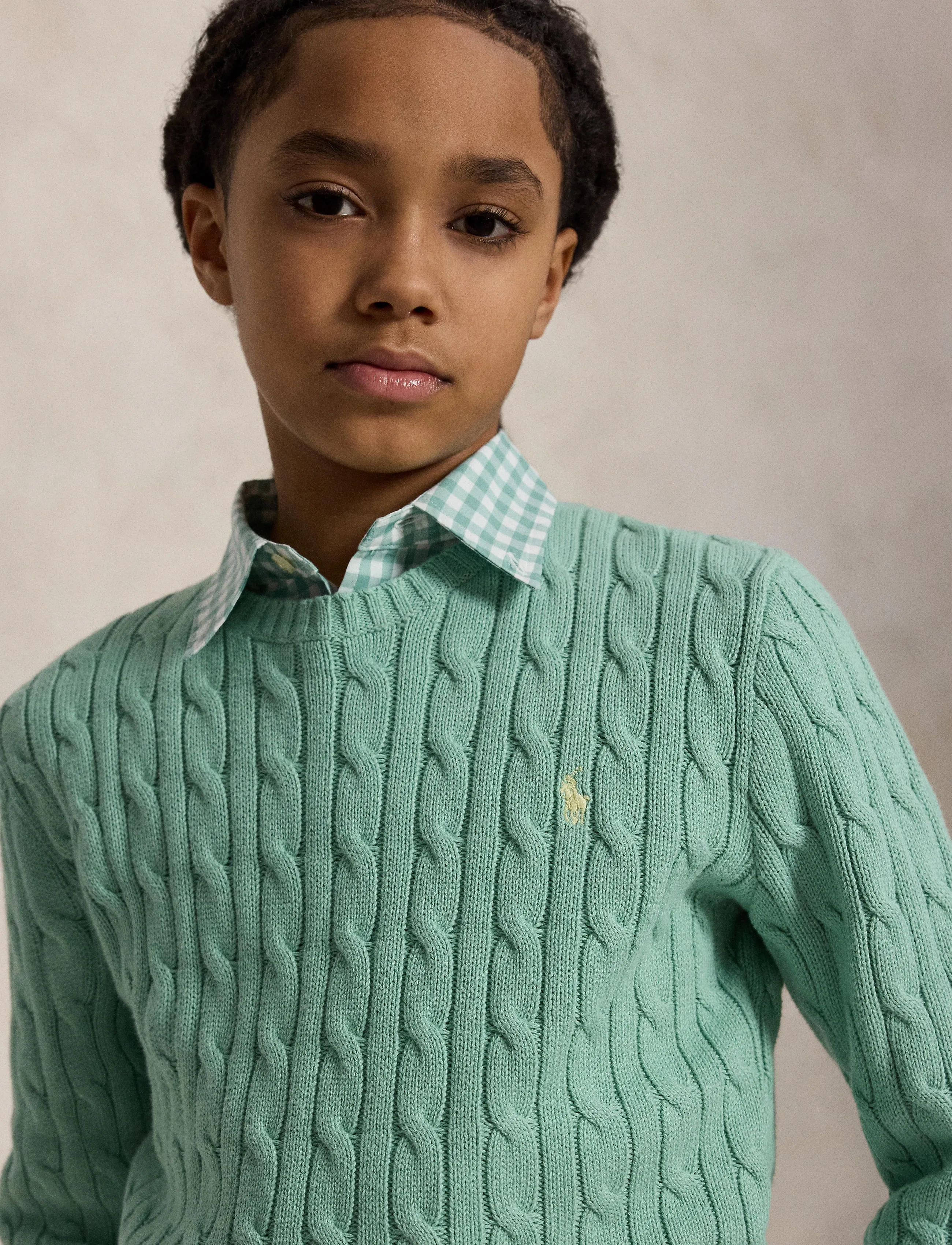 Ralph Lauren Kids - Cable-Knit Cotton Sweater - trøjer - celadon/c1168 - 4