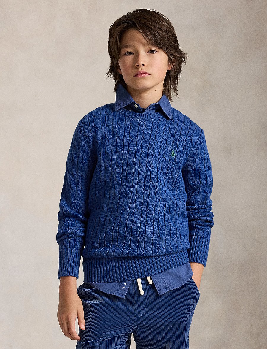 Ralph Lauren Kids - Cable-Knit Cotton Sweater - pullover - dusty azure/c5964 - 0