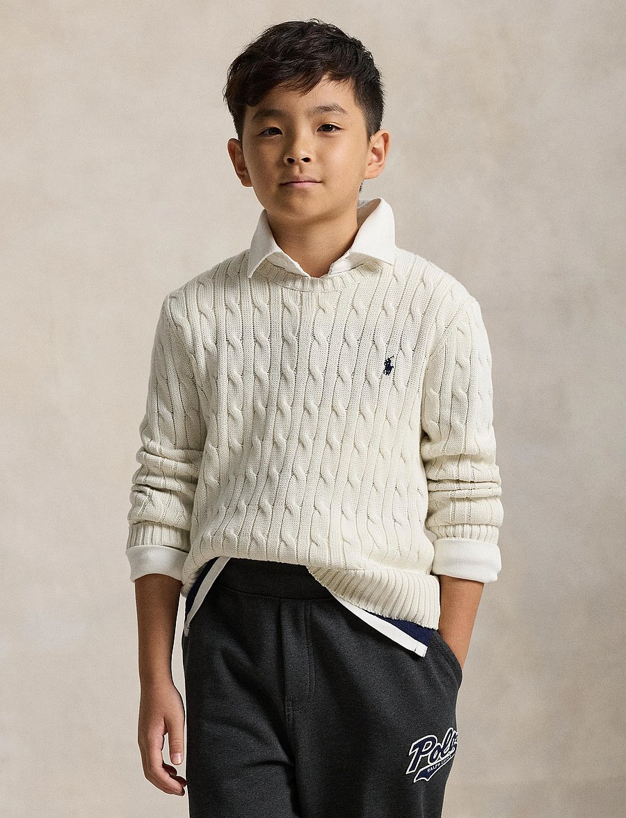Ralph Lauren Kids - Cable-Knit Cotton Sweater - pullover - nevis - 4