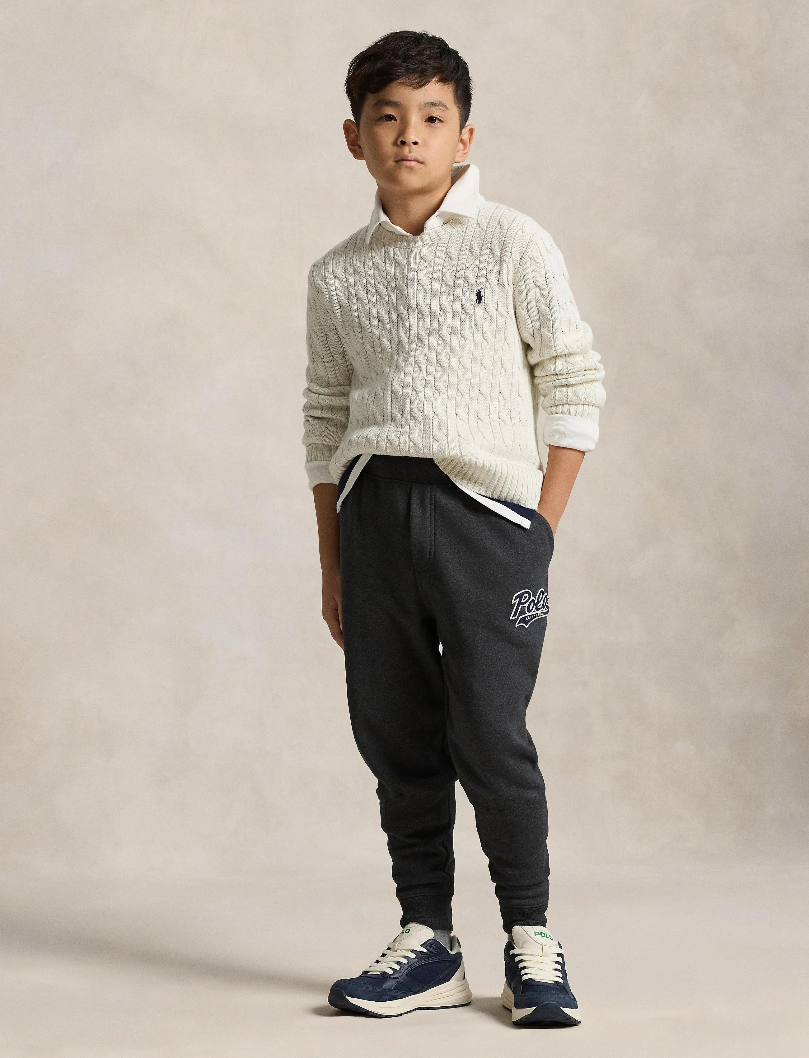 Ralph Lauren Kids COMBED COTTON-LS CABLE CN-TP-SWT - Stickade tröjor - NEVIS / cream