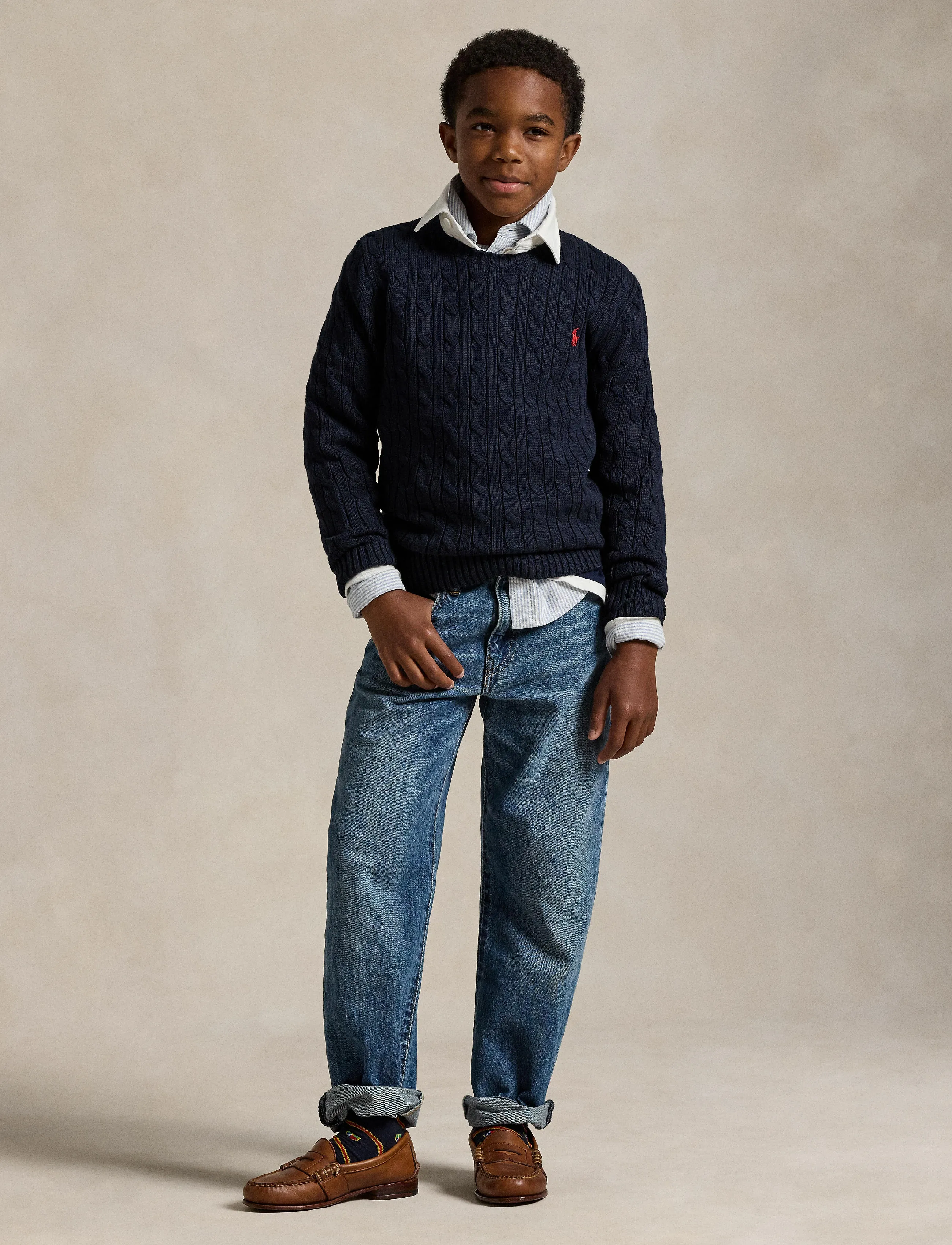 Ralph Lauren Kids COMBED COTTON-LS CABLE CN-TP-SWT - Överdelar - RL NAVY/C3807 / navy