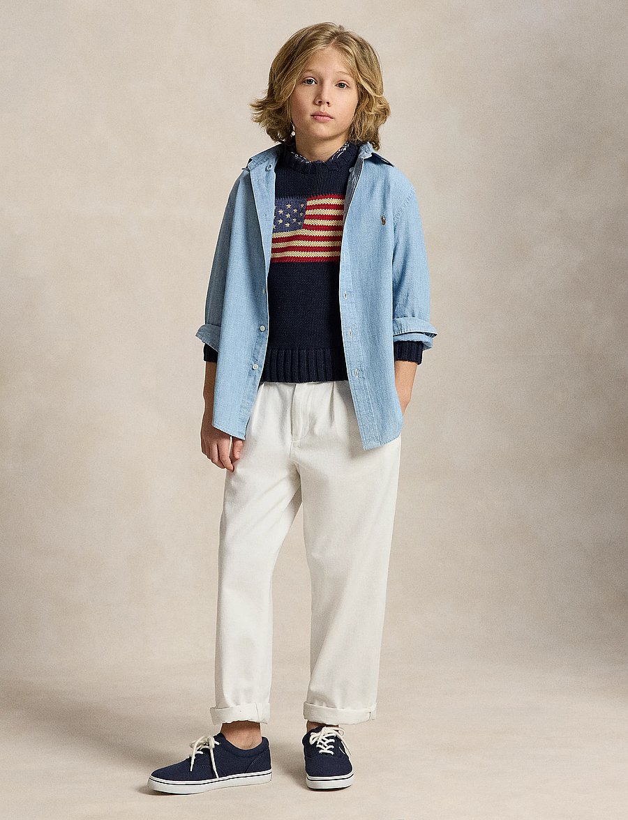 Ralph Lauren Kids - Cotton Chambray Shirt - langærmede skjorter - lt blue - 4