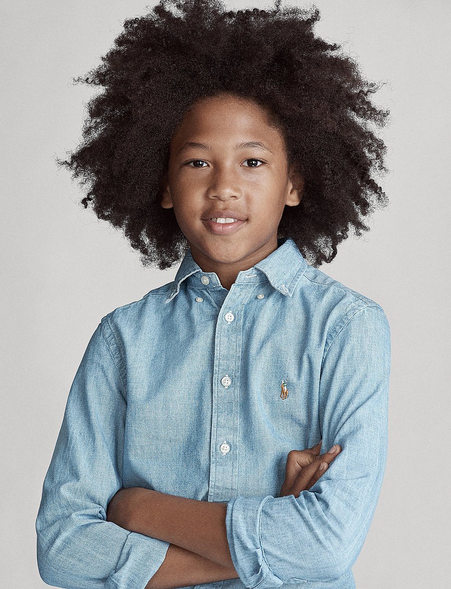 Ralph Lauren Kids - CHAMBRAY-LS BD-TP-SHT - long-sleeved shirts - lt blue - 4