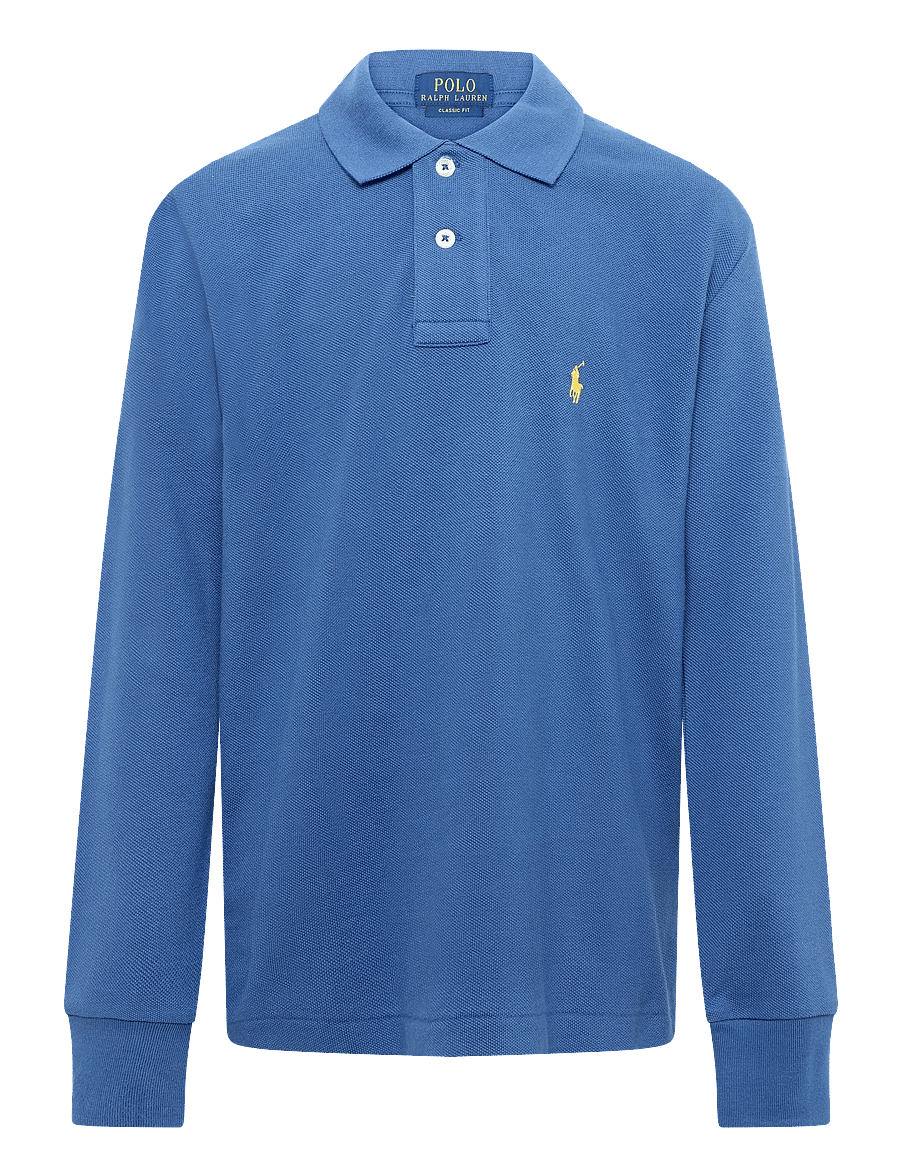 Ralph Lauren Kids - Cotton Mesh Long-Sleeve Polo - langärmelig poloshirt - dusty azure/c1268 - 0