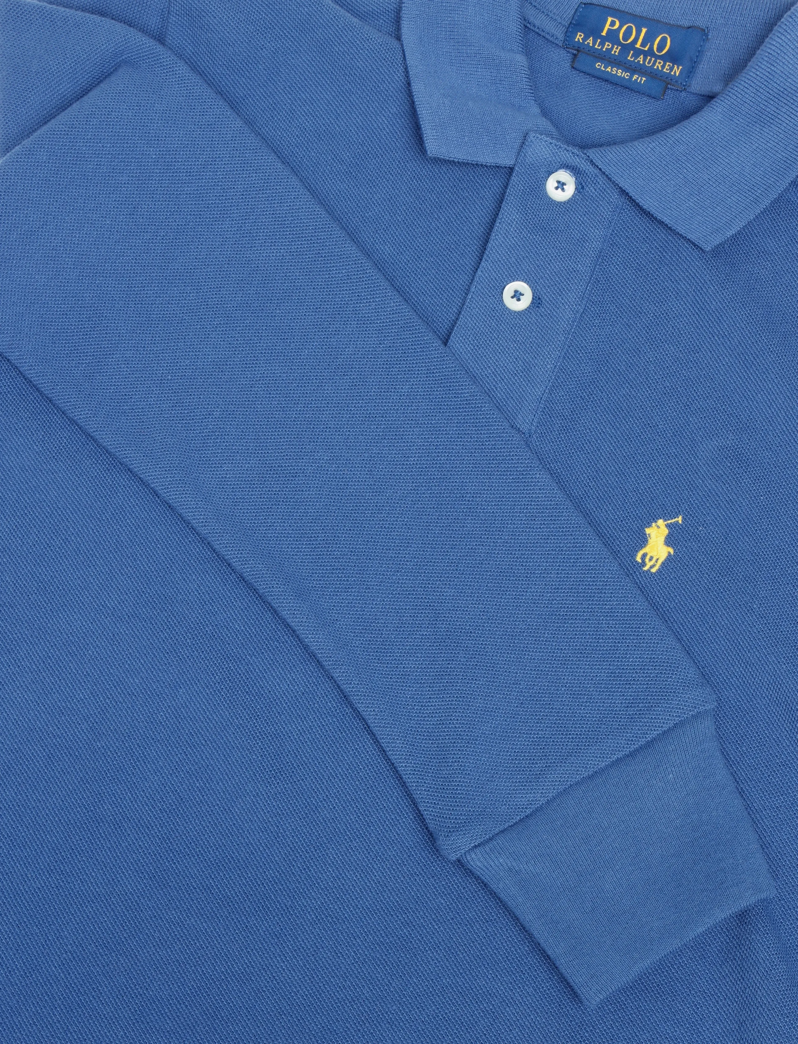 Ralph Lauren Kids - Cotton Mesh Long-Sleeve Polo - långärmade pikéer - dusty azure/c1268 - 2