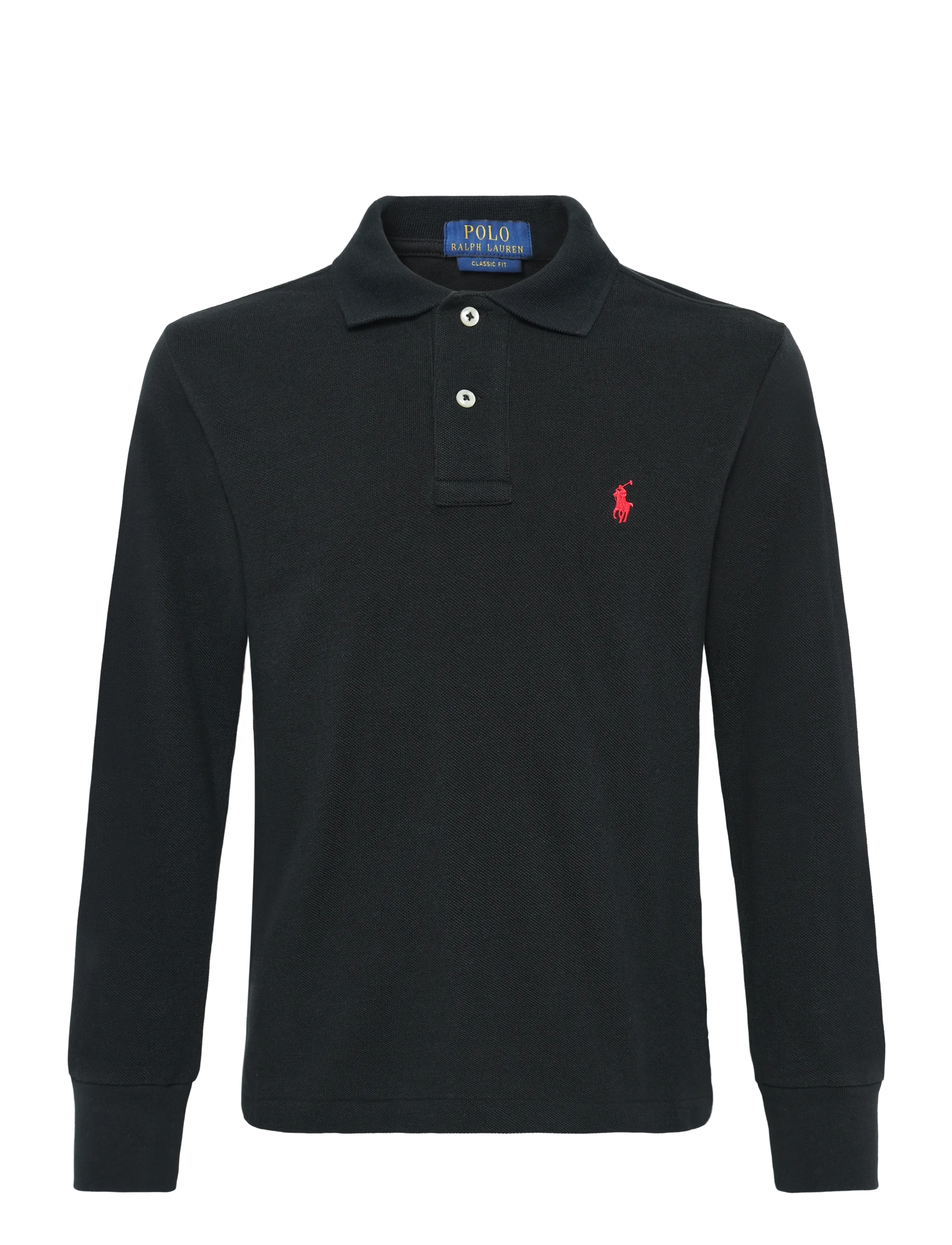 Ralph Lauren Kids Cotton Mesh Long-Sleeve Polo, 132-137, Polo Shirts, Schwarz - Long-sleeved Kinder