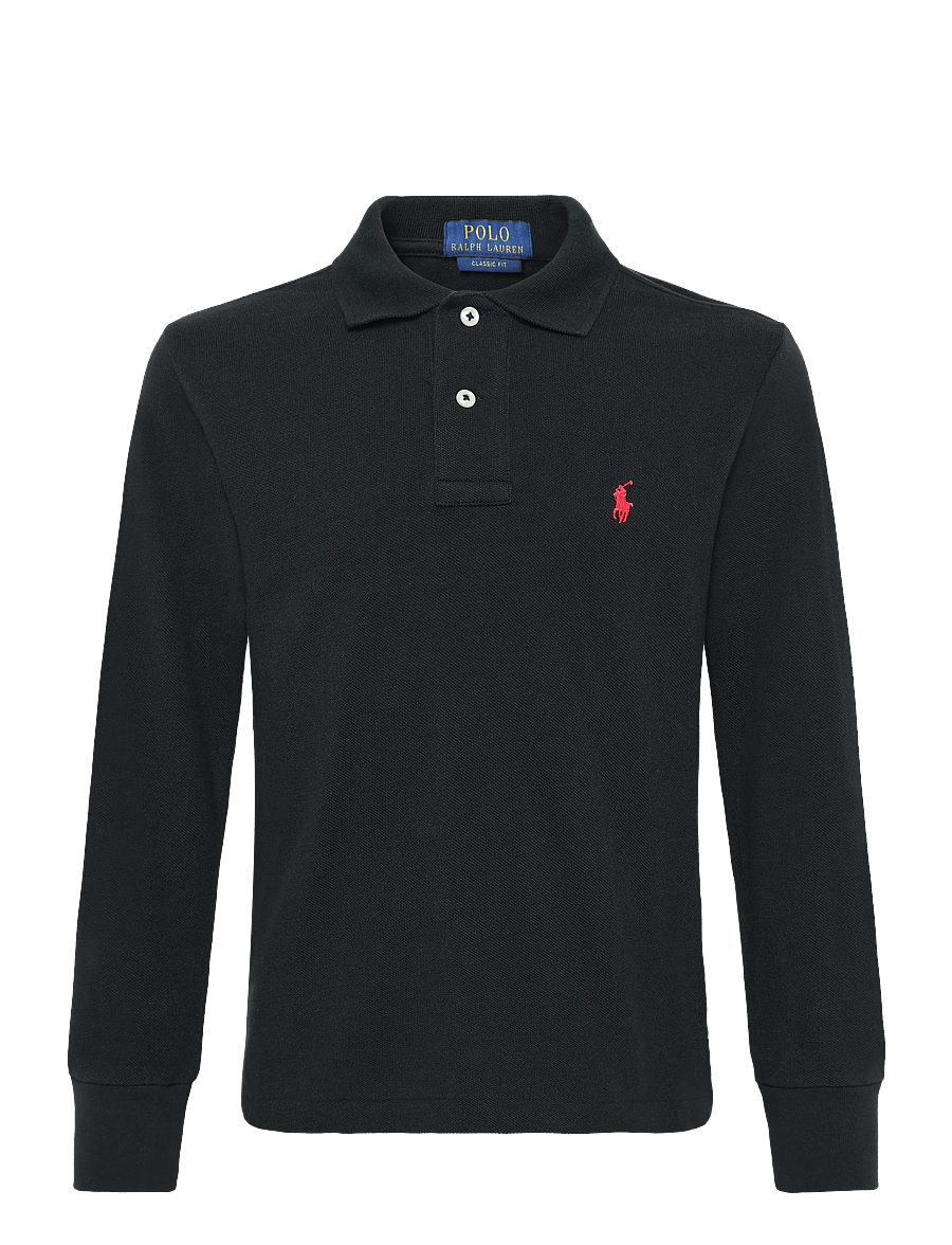 Ralph Lauren Kids - Cotton Mesh Long-Sleeve Polo - langärmelig poloshirt - polo black - 0