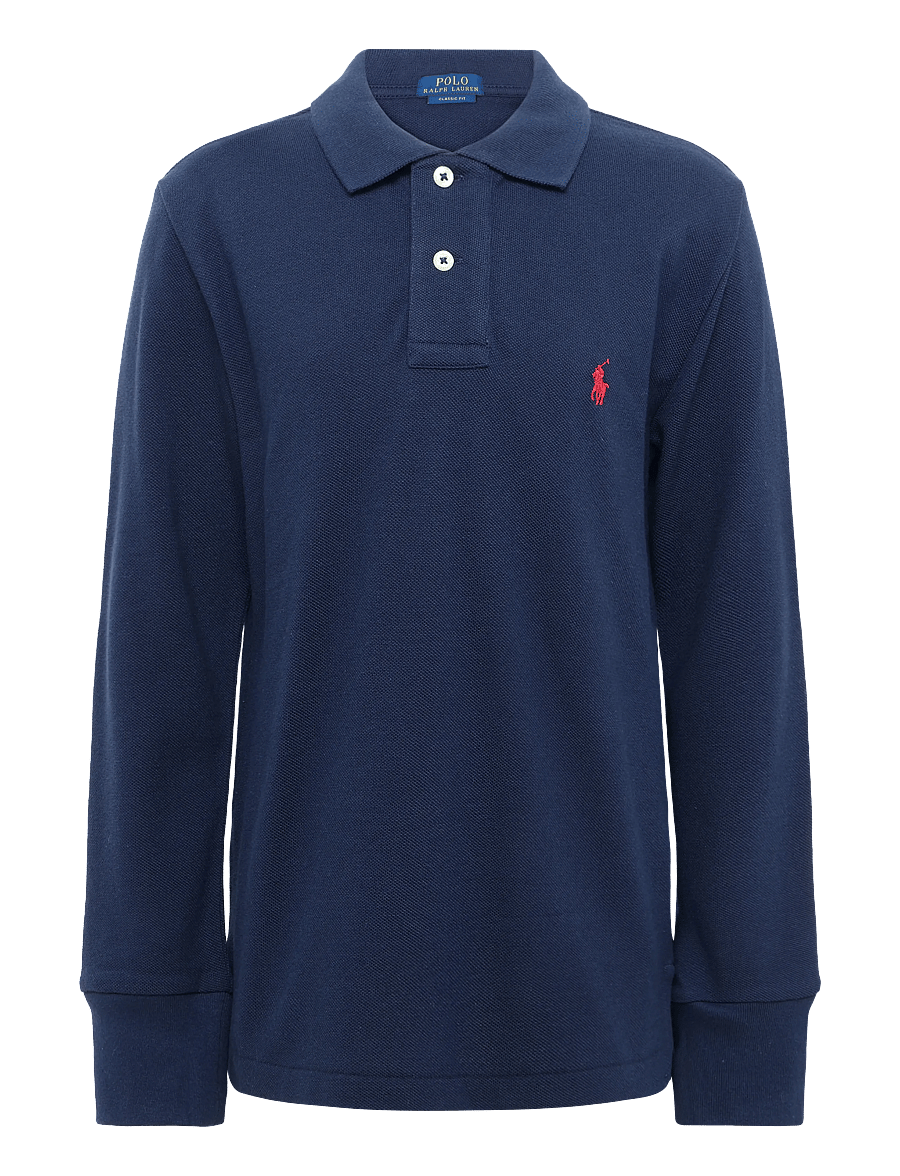 Ralph Lauren Kids - Cotton Mesh Long-Sleeve Polo - langärmelig poloshirt - refined navy - 0