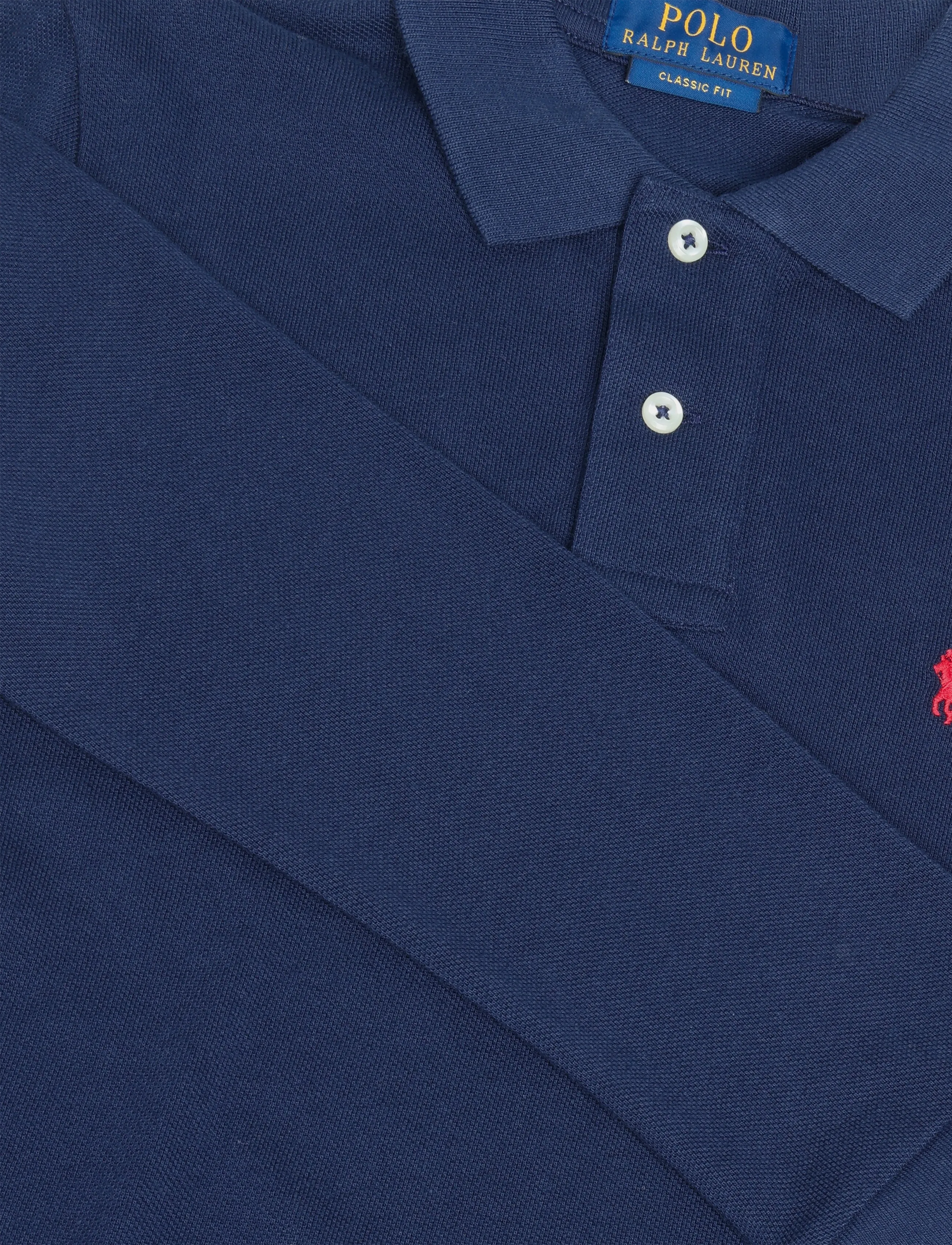 Ralph Lauren Kids - Cotton Mesh Long-Sleeve Polo - långärmade pikéer - refined navy - 2