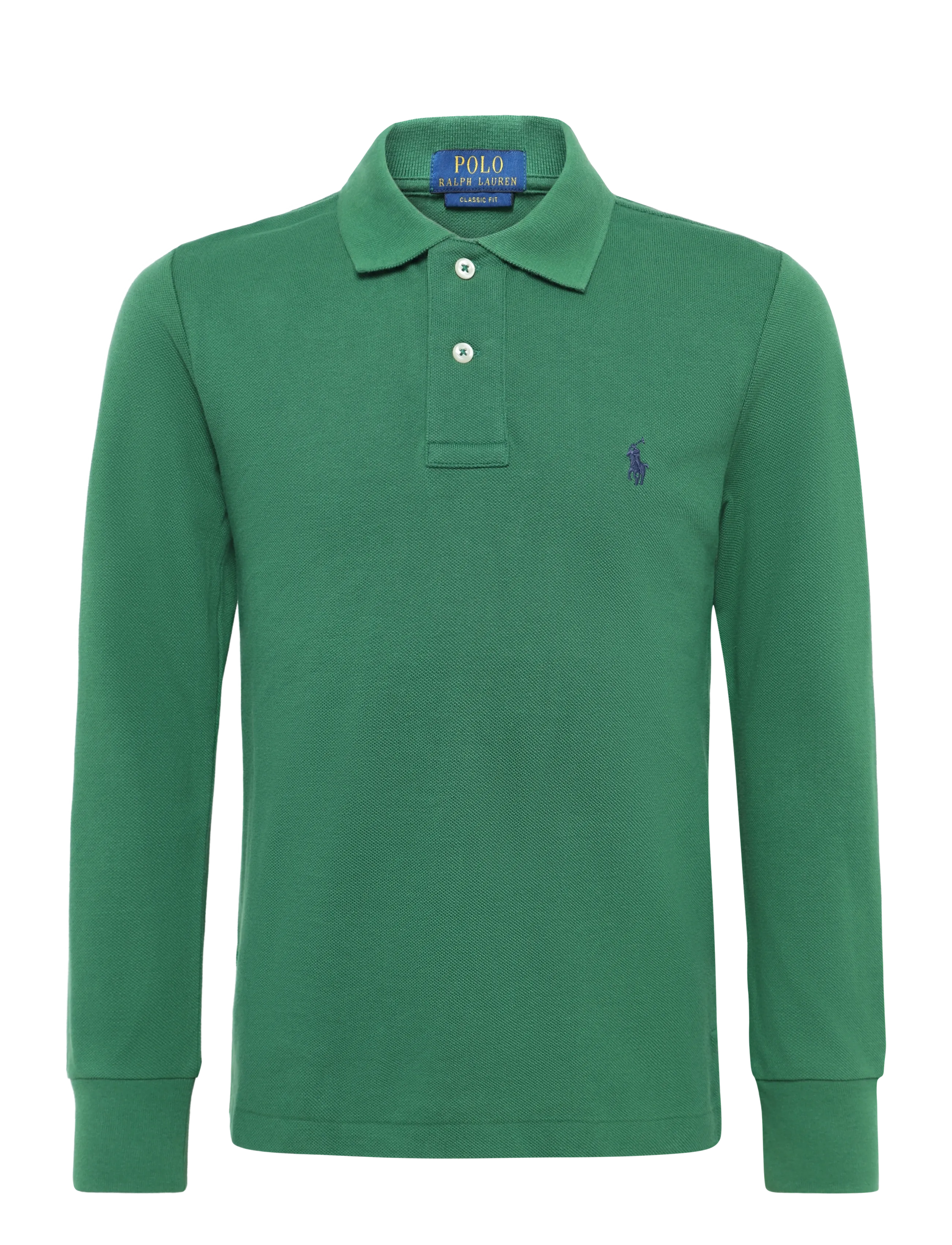 Ralph Lauren Kids Cotton Mesh Long-Sleeve Polo, 132-137, Polo Shirts, Grün - Long-sleeved Kinder