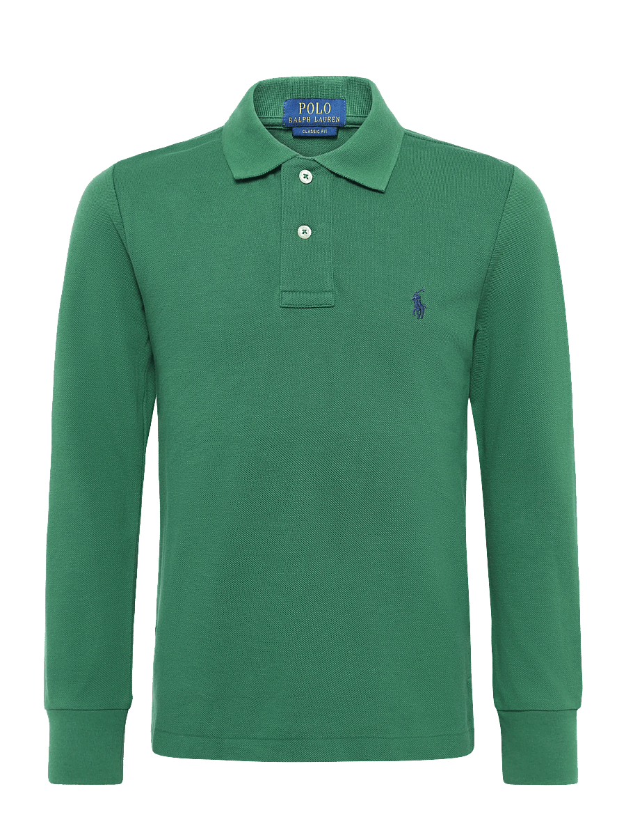Ralph Lauren Kids - Cotton Mesh Long-Sleeve Polo - langärmelig poloshirt - verano green/c079 - 0