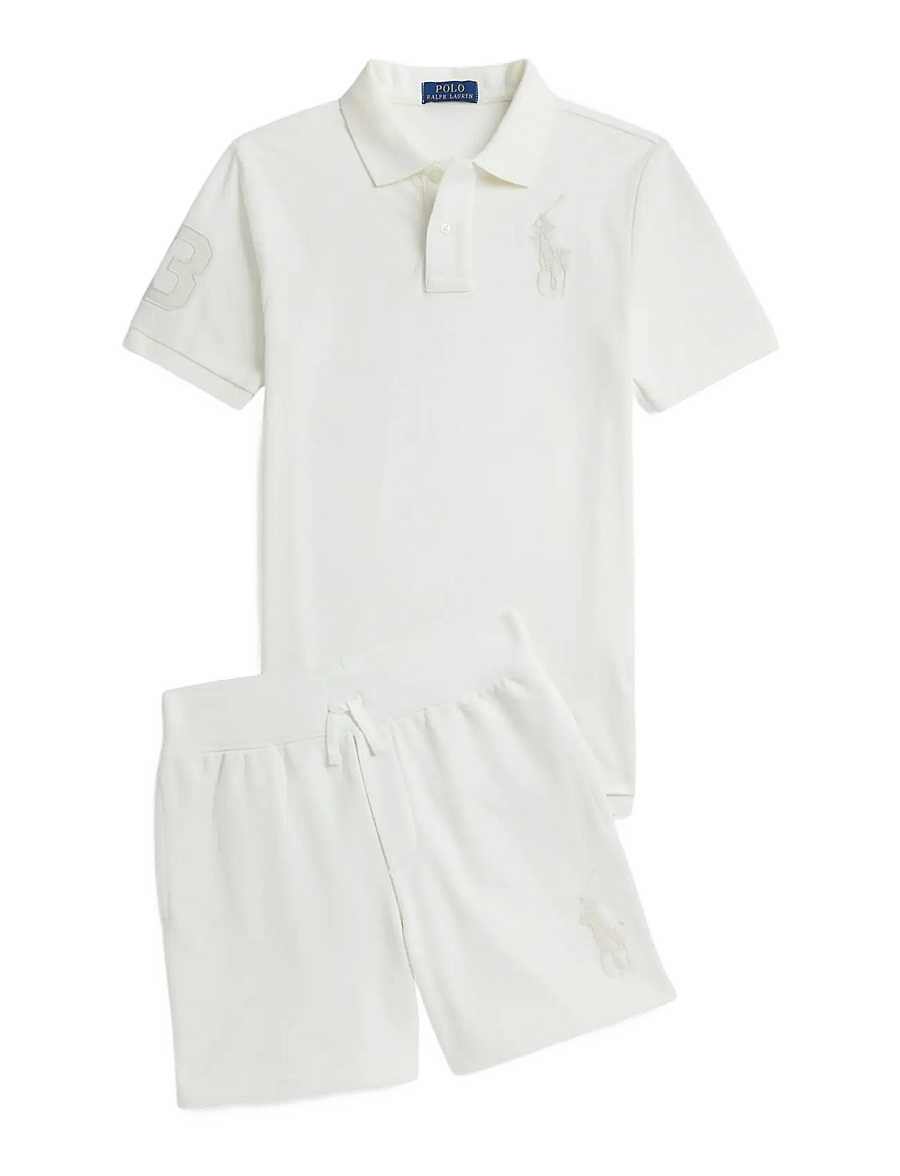 Ralph Lauren Kids - Big Pony Cotton Mesh Polo Shirt - kortärmade pikéer - deckwash white/c8 - 2