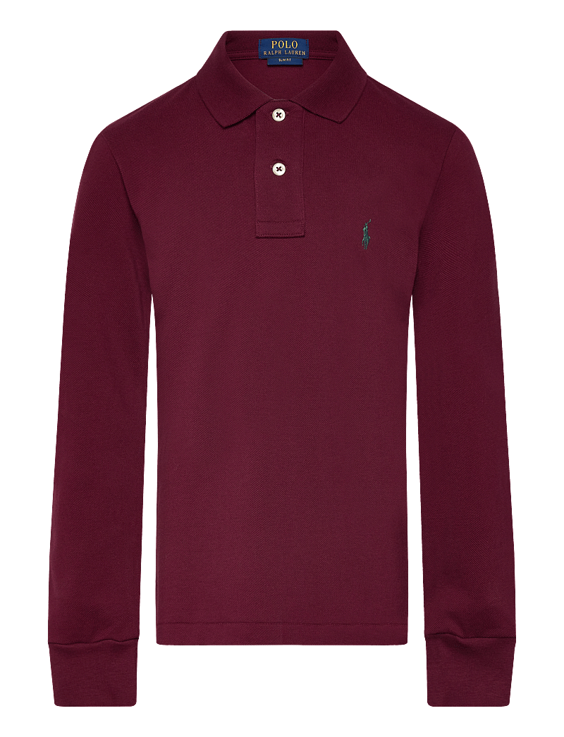 Ralph Lauren Kids - Slim Fit Cotton Mesh Polo - langærmede poloer - classic wine/c596 - 0