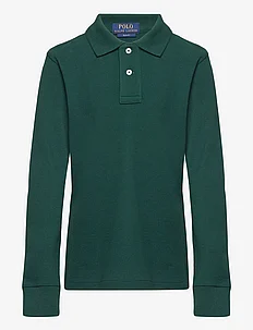Cotton Mesh Long-Sleeve Polo Shirt, Ralph Lauren Kids