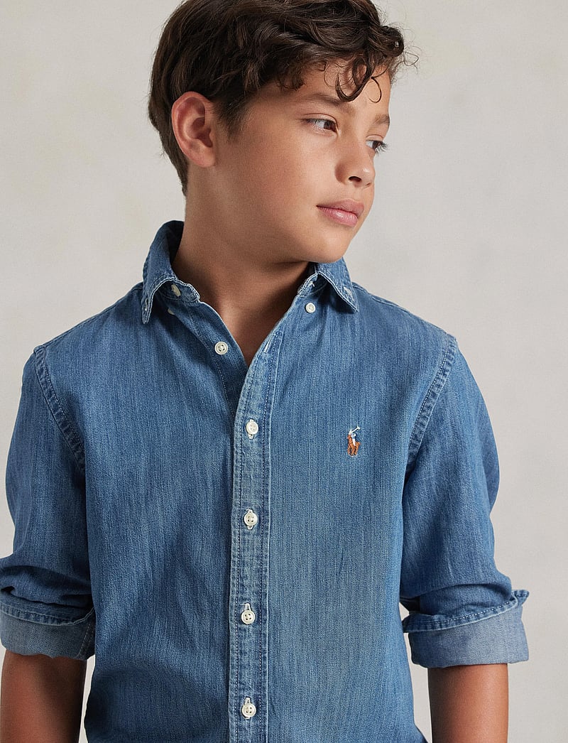 Ralph Lauren Kids - Cotton Chambray Shirt - langärmlige hemden - dk blue - 3
