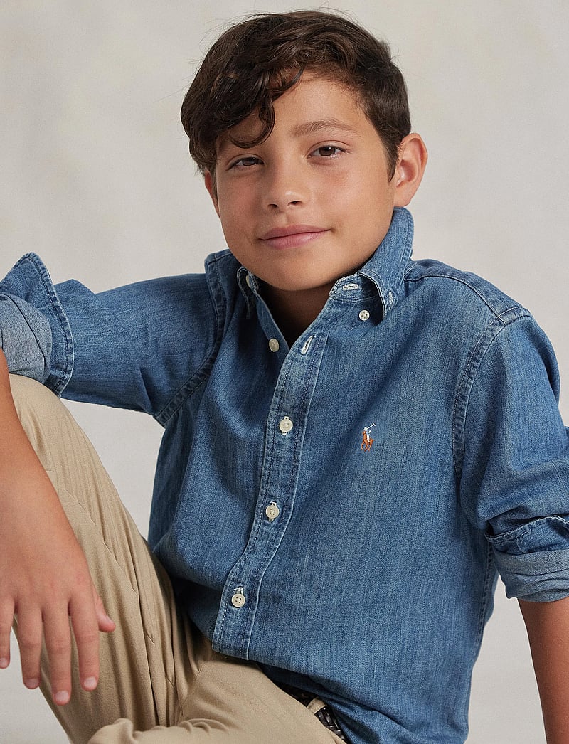 Ralph Lauren Kids - Cotton Chambray Shirt - langärmlige hemden - dk blue - 5